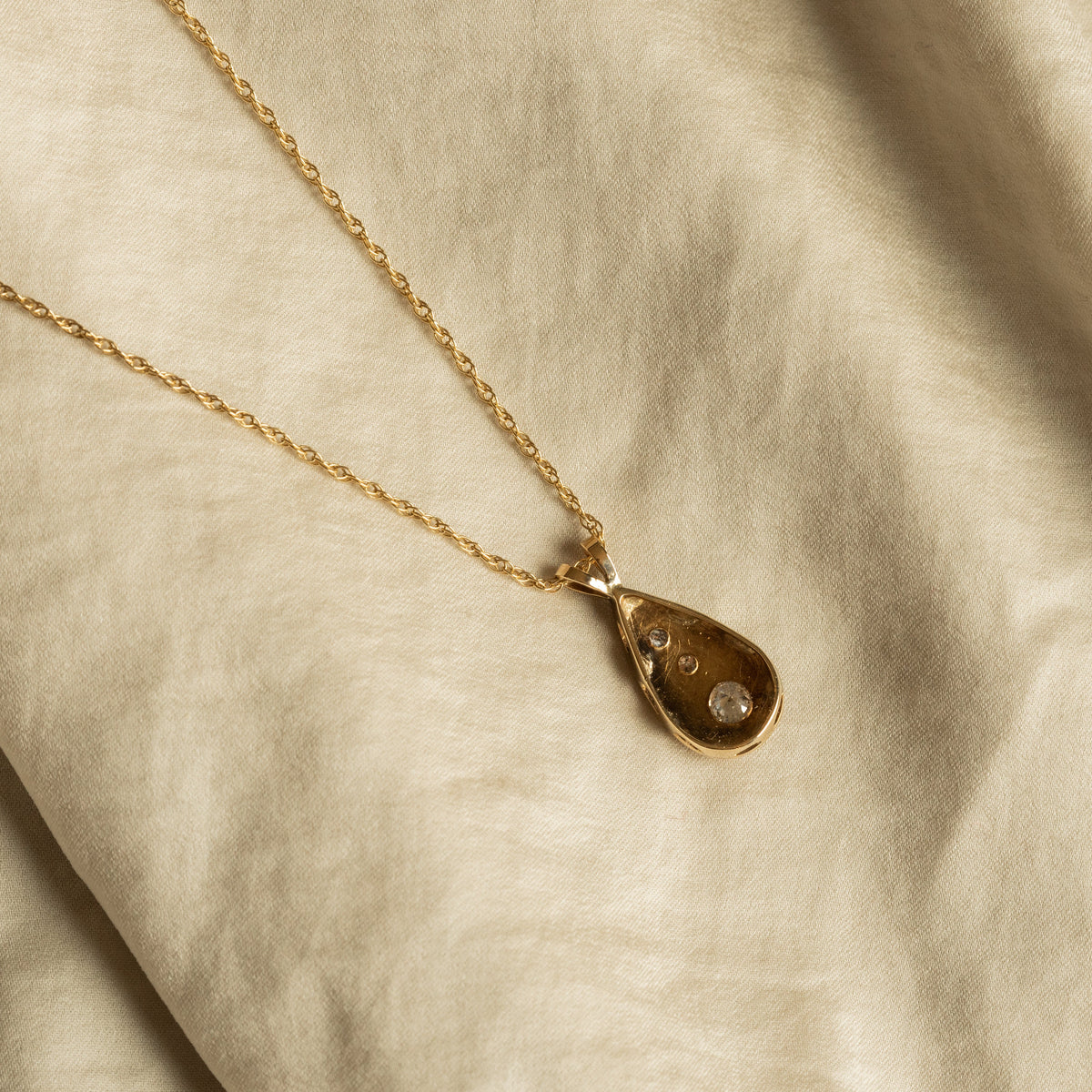 Art Deco Inspired 14K Yellow Gold Diamond Pendant Necklace - Queen May