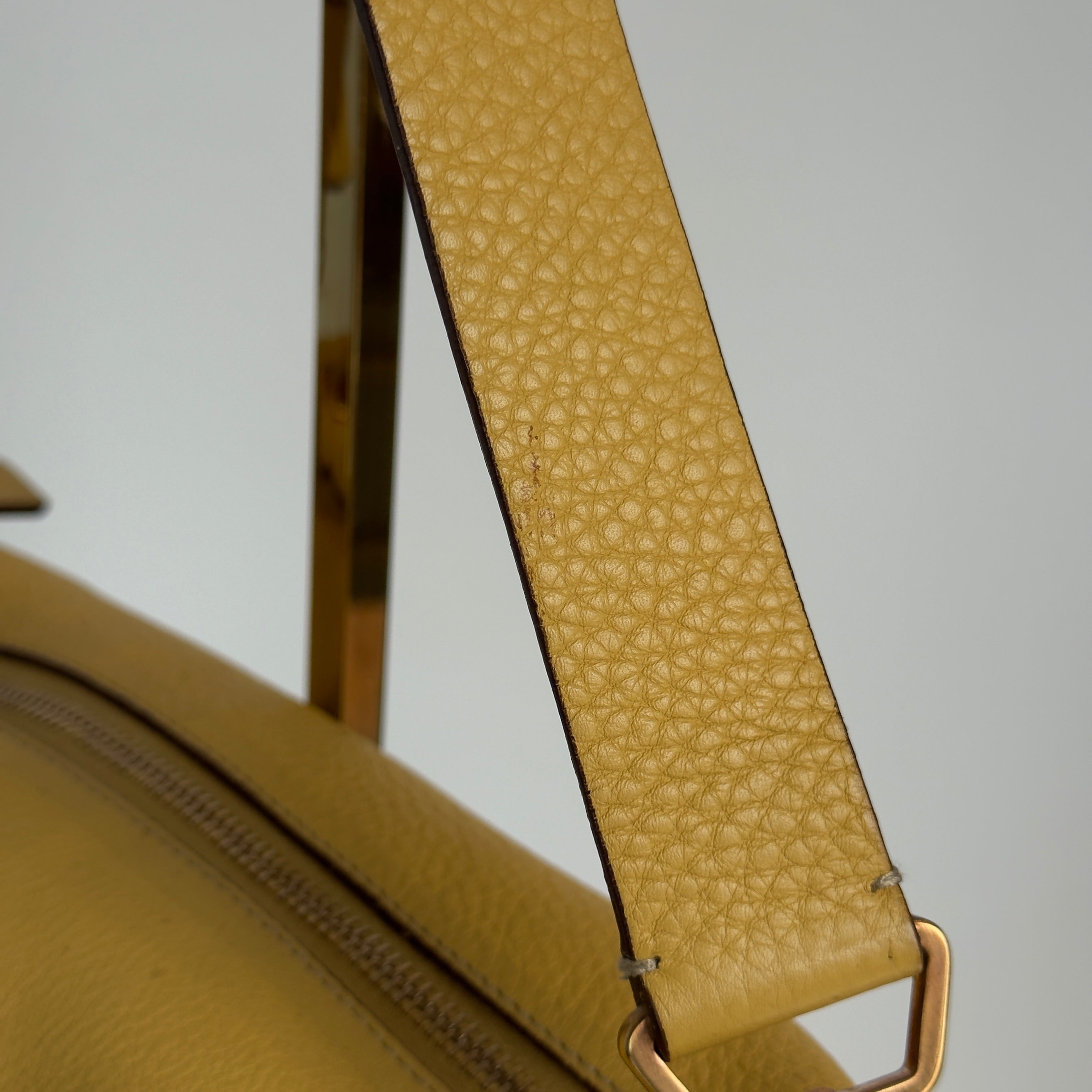 Prada Yellow Pebble Leather Shoulder Bag