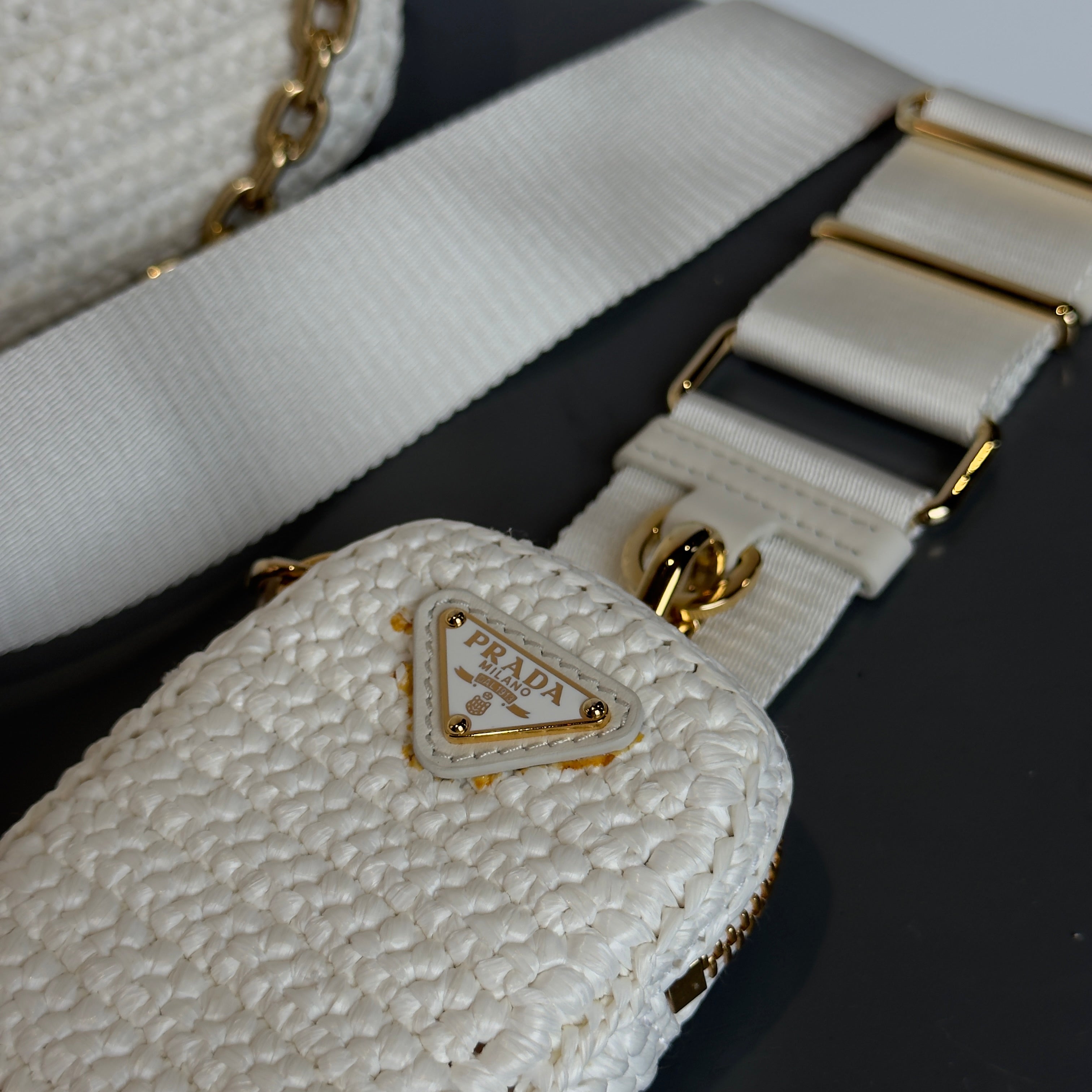 Prada Saffiano White Raffia
