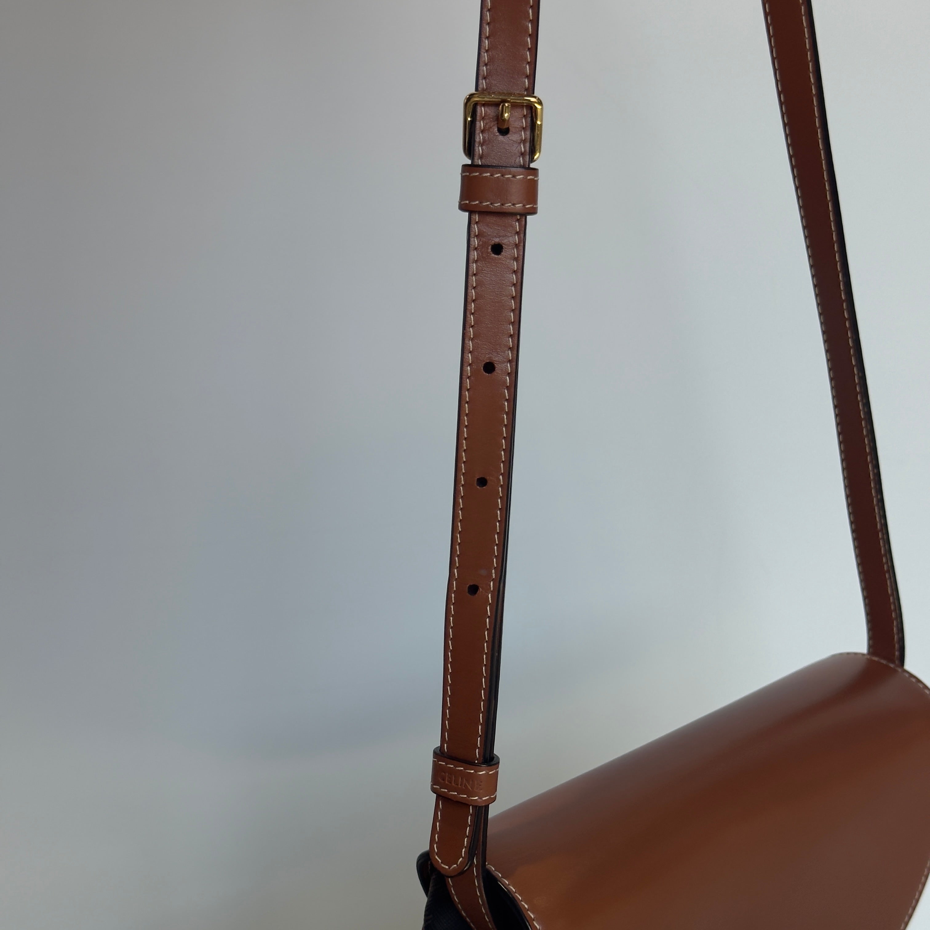 Celine Calfskin Triomphe Besace Tan