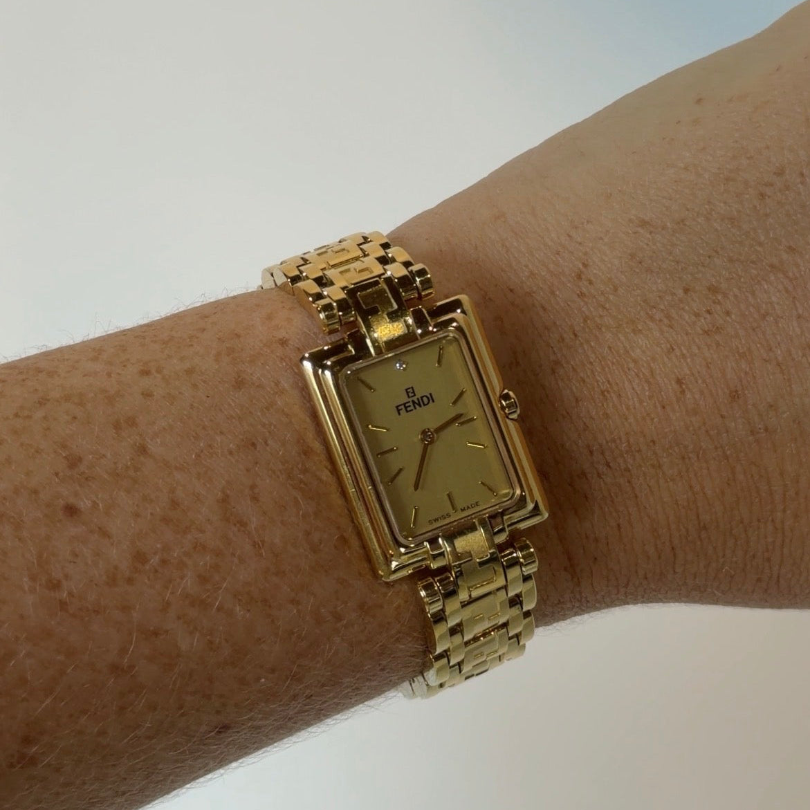 Fendi 730L Classic Rectangular Gold Plated Watch - Queen May