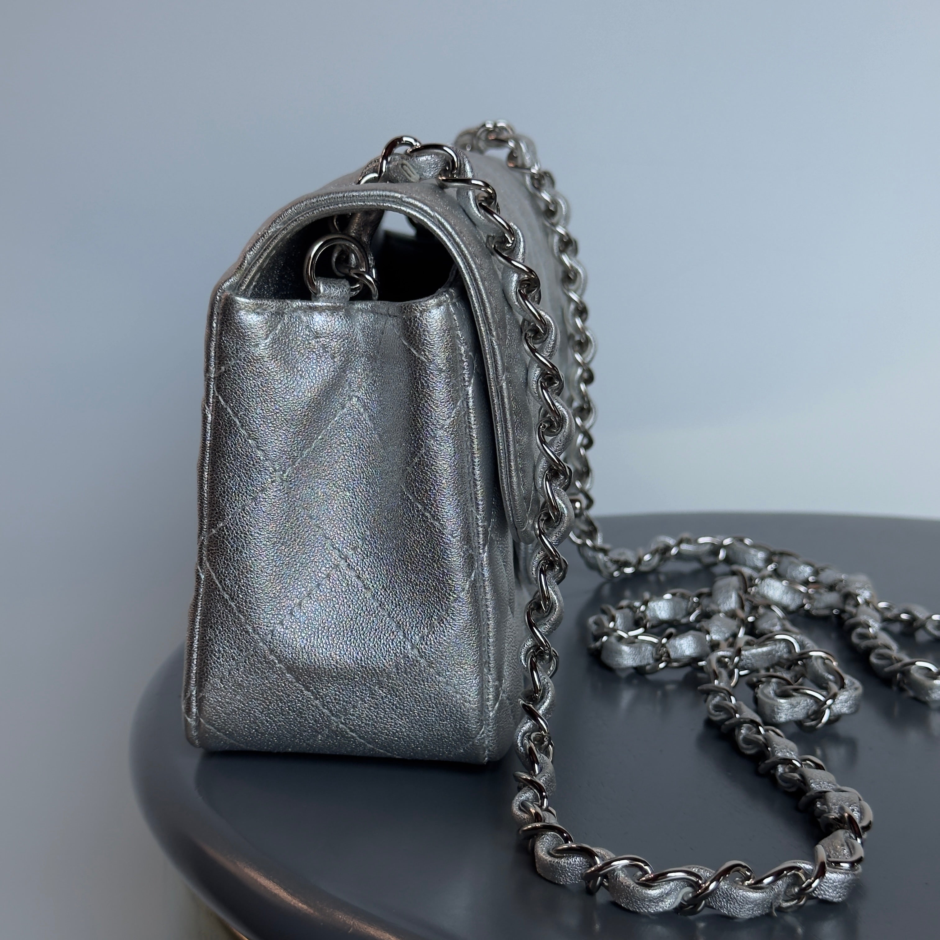 Chanel Metallic Rectangular Flap Silver - Queen May