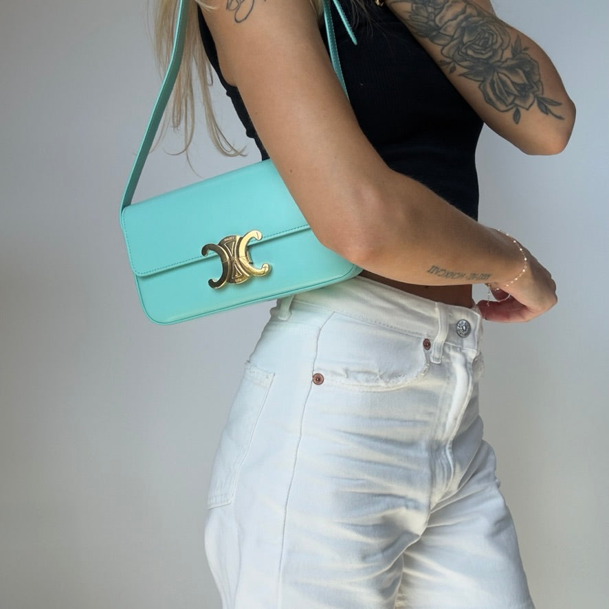 Celine Shoulder Bag Claude in Turquoise - Queen May