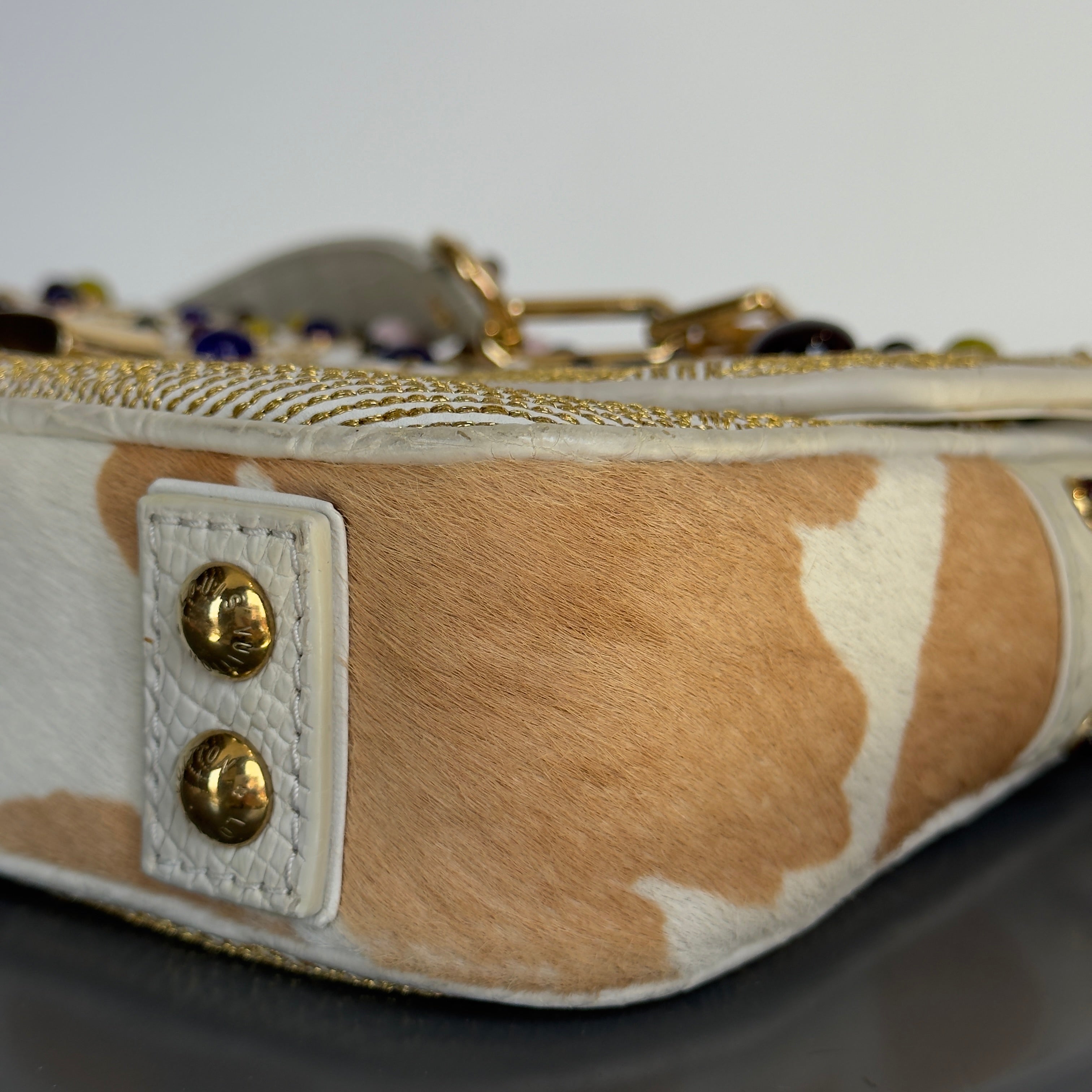 Rare Limited Edition Louis Vuitton Les Extraordinaires Tupelo 2006 Marc Jacobs Alligator, Pony Hair, Cabochon Details