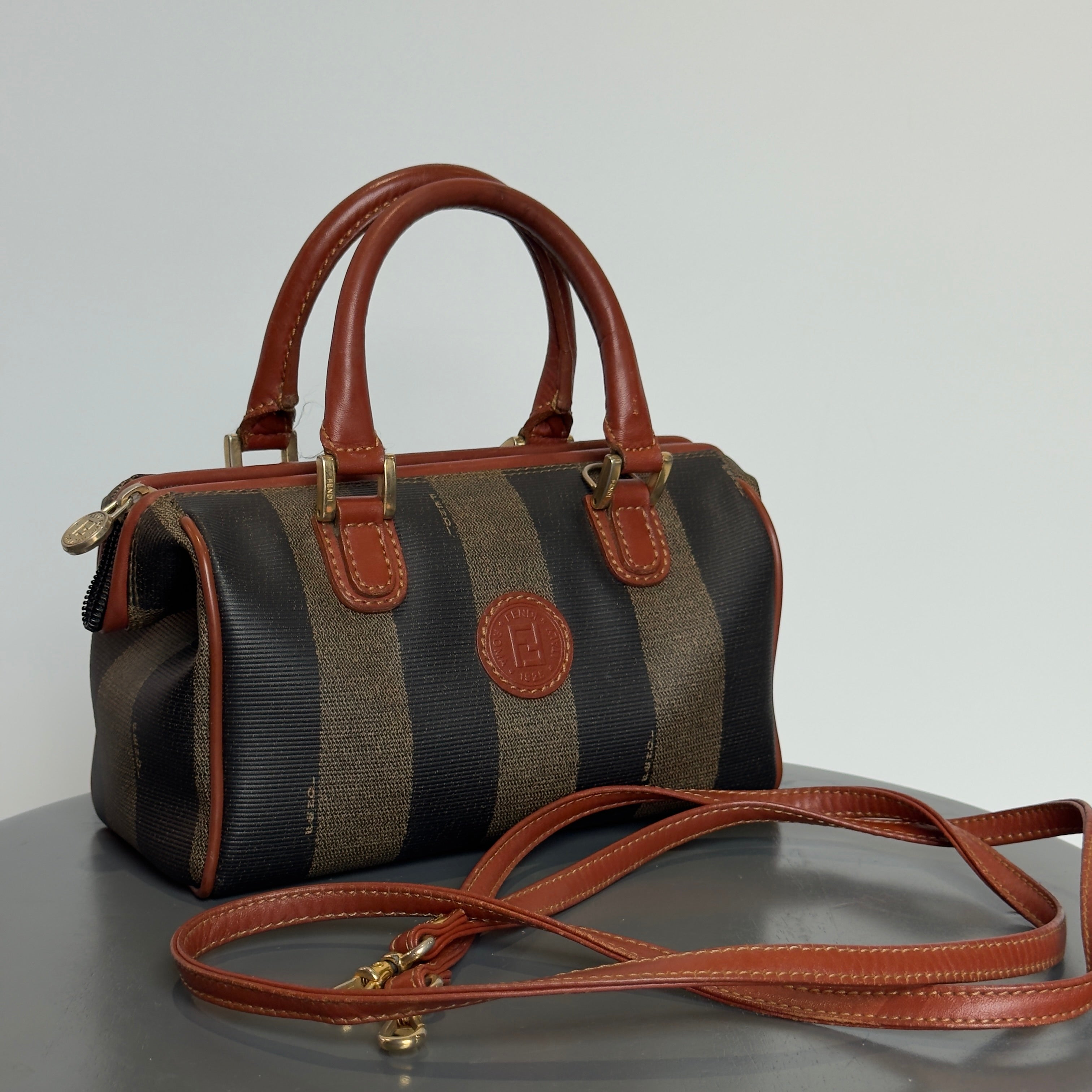 Fendi Pequin Boston Bag Mini