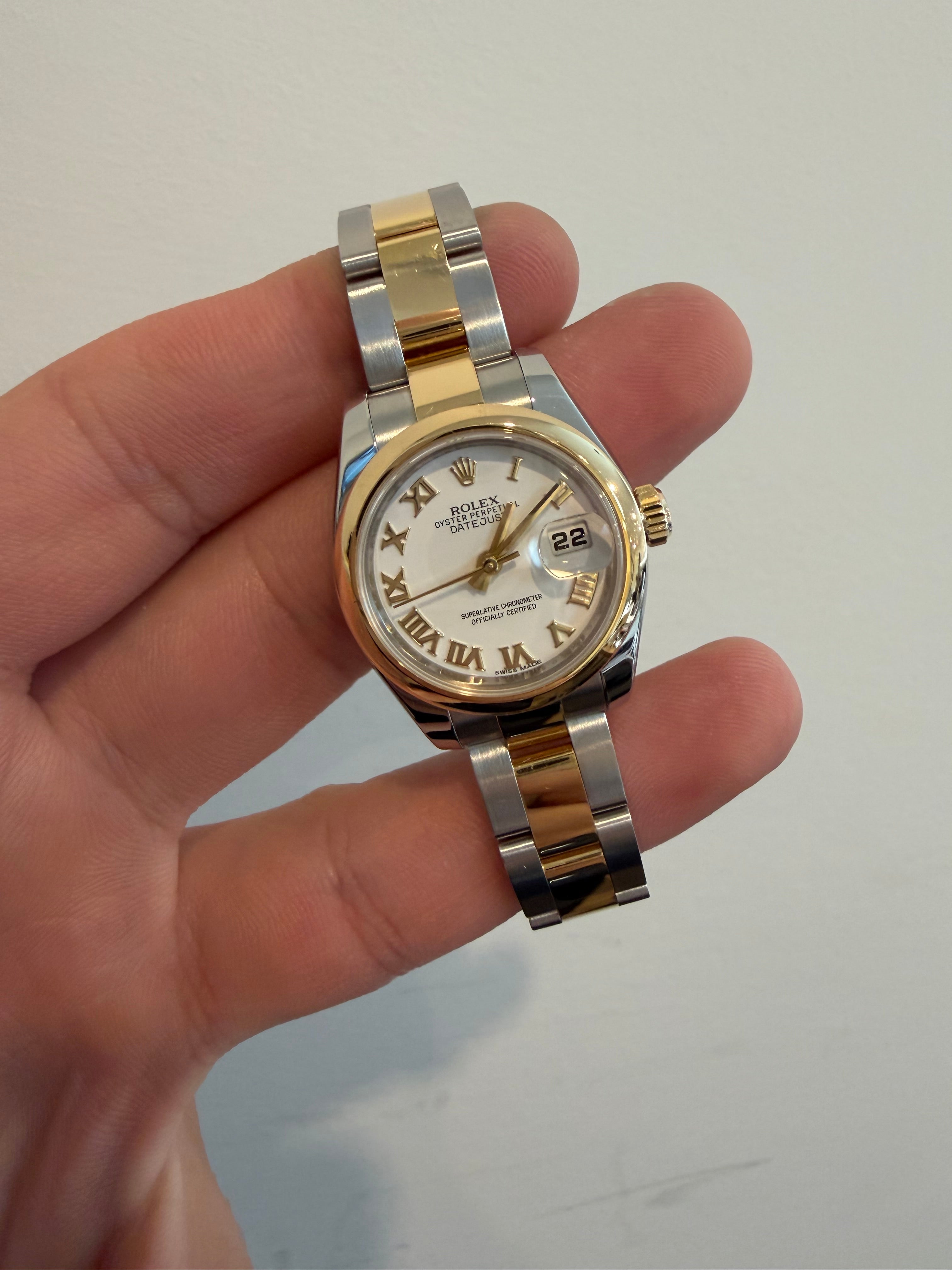 Rolex Datejust 26MM Two Tone 79163 White Roman Numeral Dial