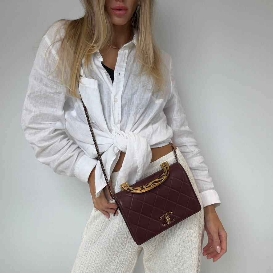 Chanel Art Nouvelle Small Flap Bag Burgundy - Queen May