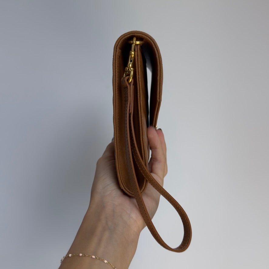 Saint Laurent Quilted Clutch Dark Natural Gold - Queen May