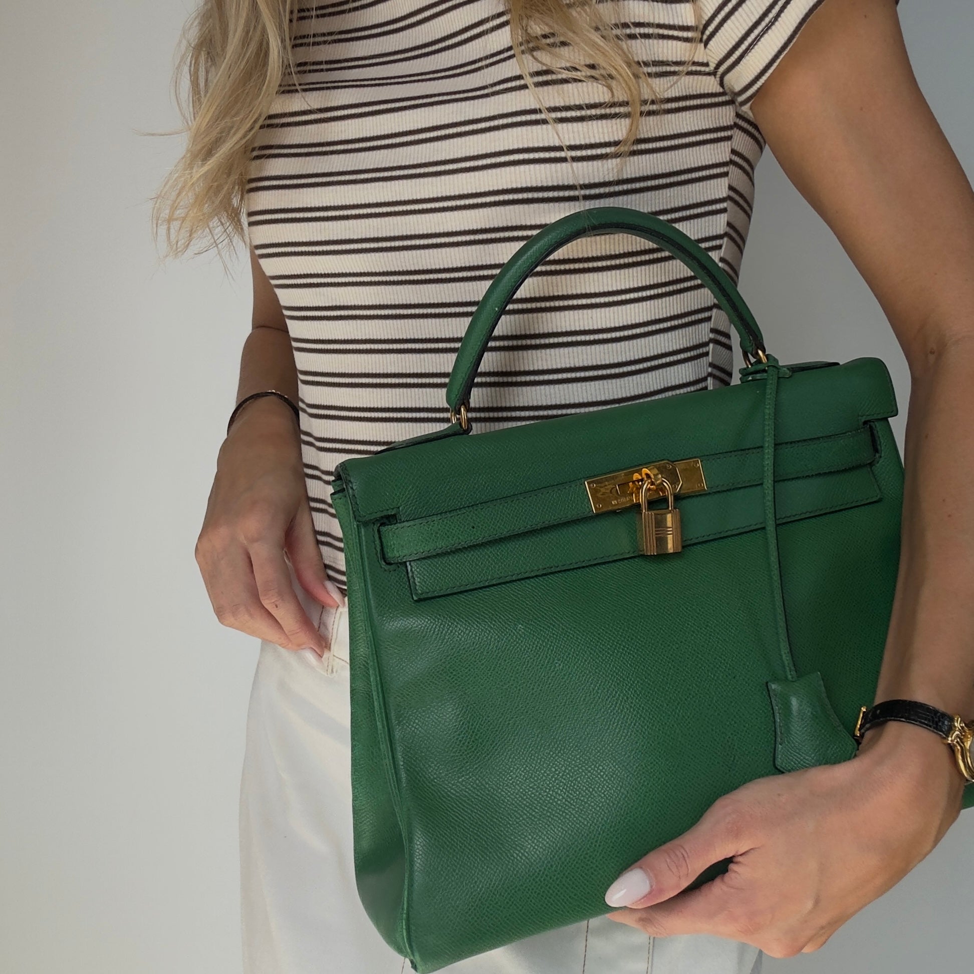 Vintage Hermes Kelly 32 Courchevel Leather 1994 - Queen May