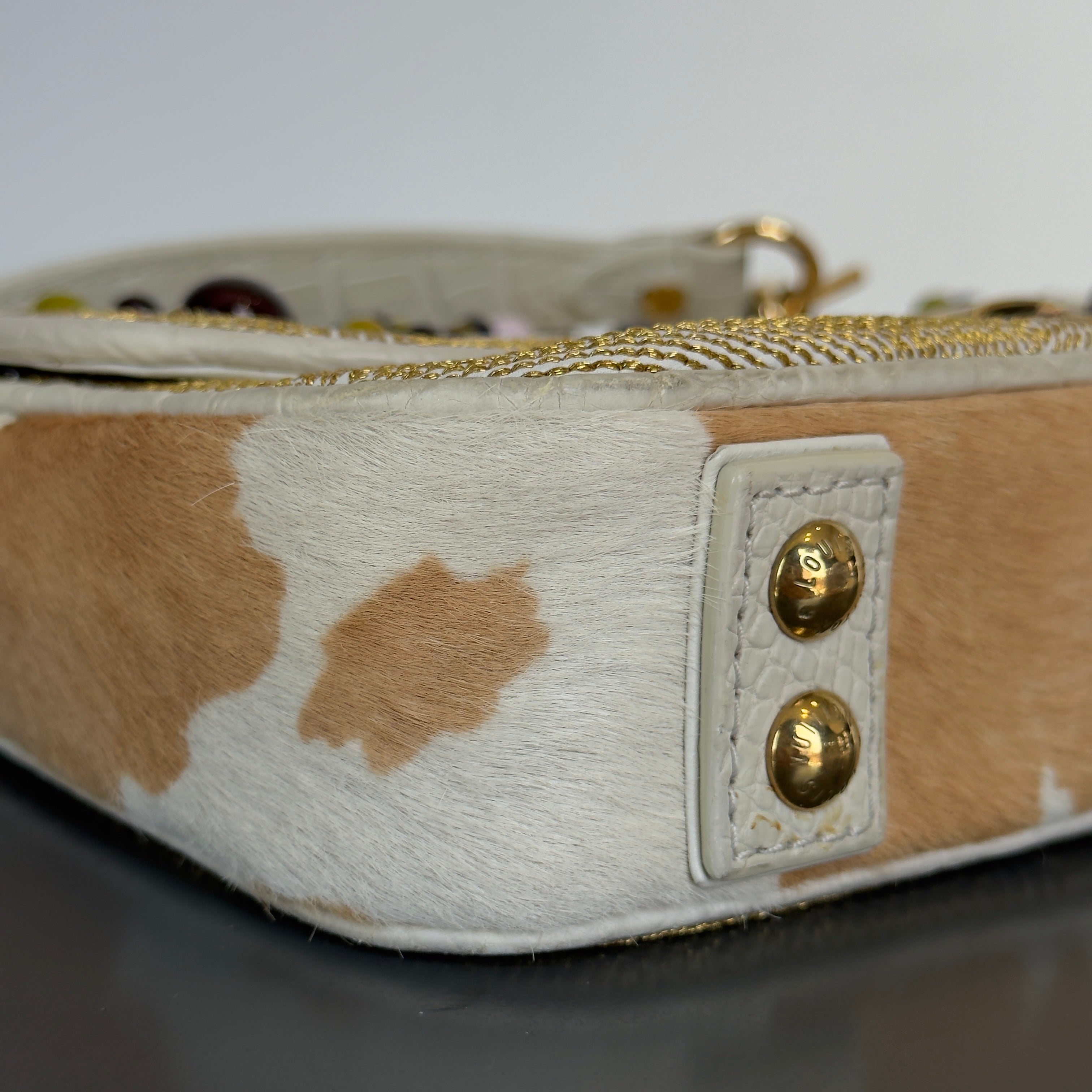 Rare Limited Edition Louis Vuitton Les Extraordinaires Tupelo 2006 Marc Jacobs Alligator, Pony Hair, Cabochon Details