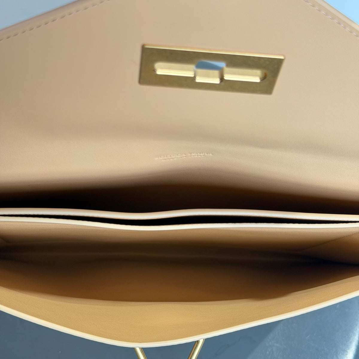 Bottega Veneta Grained Leather Clutch Tan