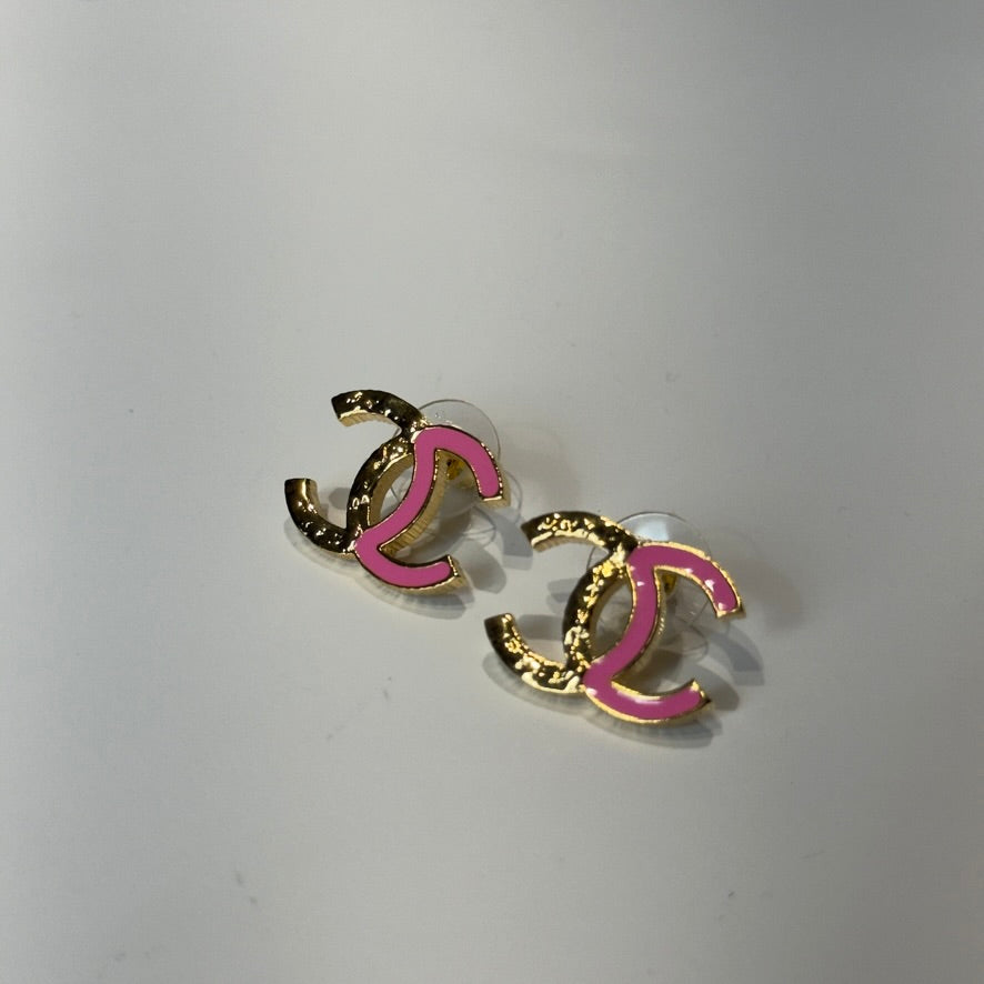 Chanel 2024 Pink Enamel and Gold Earrings - Queen May