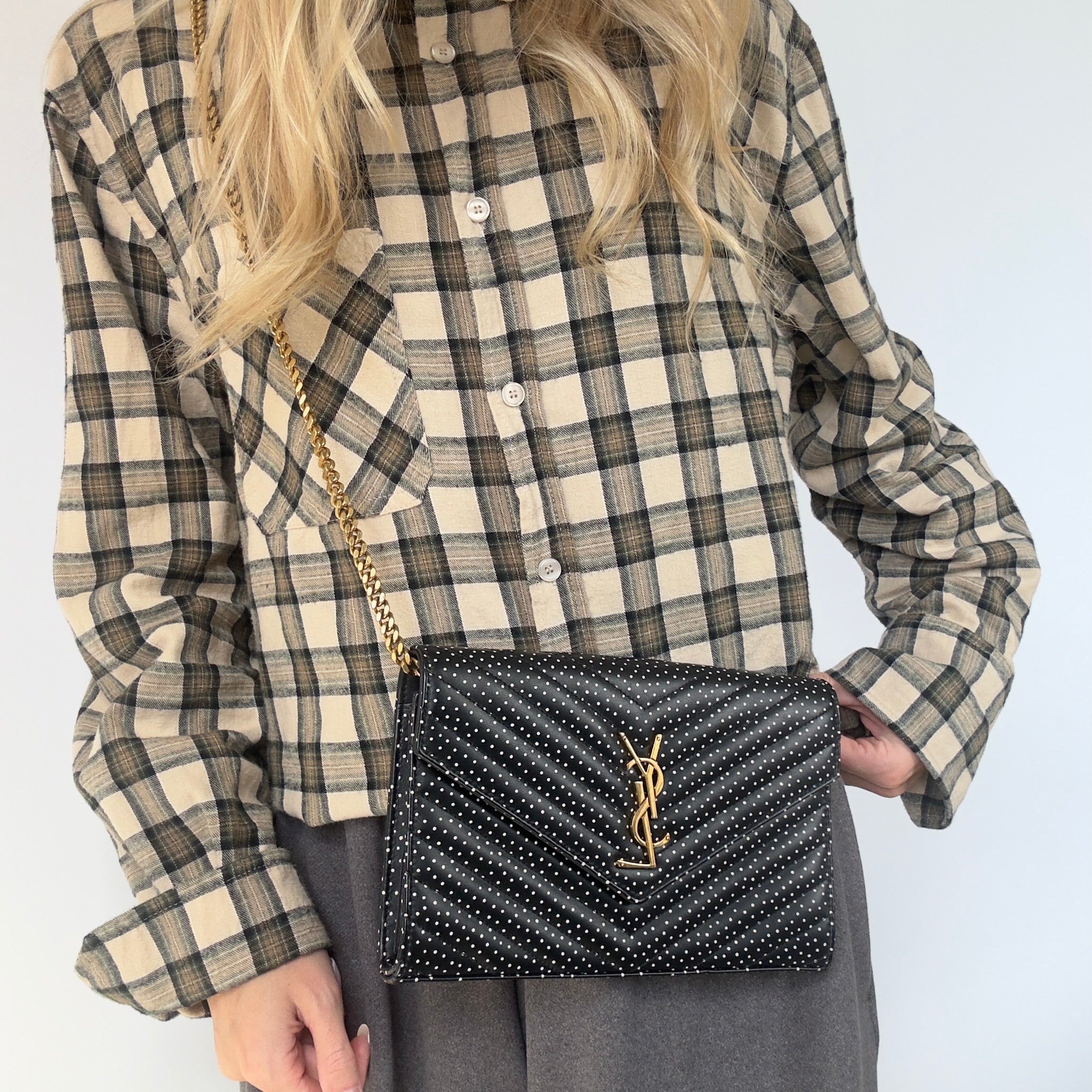Saint Laurent Polka Dot Kate Wallet On Chain - Queen May