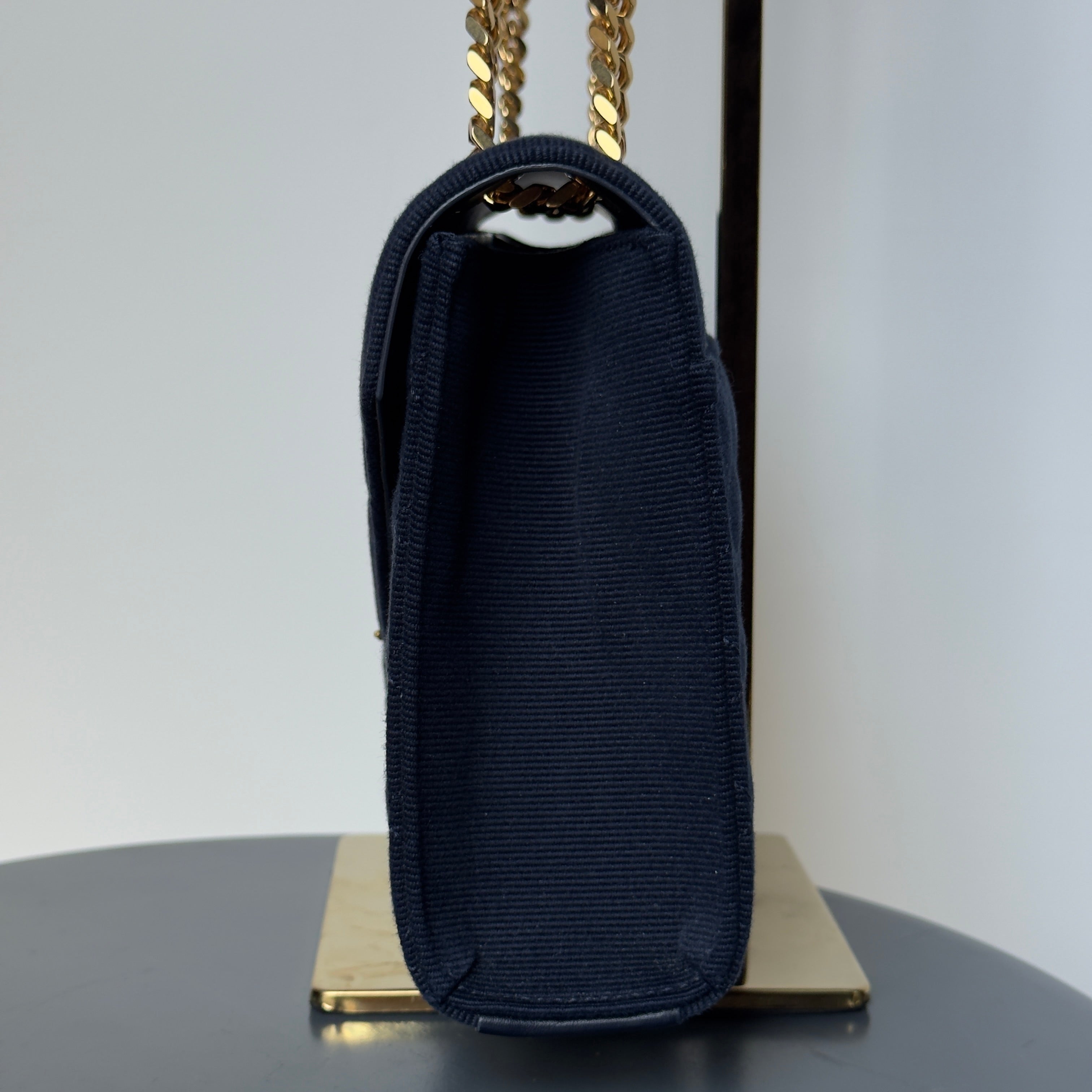 Saint Laurent Envelope Triquilt Chain Shoulder Bag Navy - Queen May