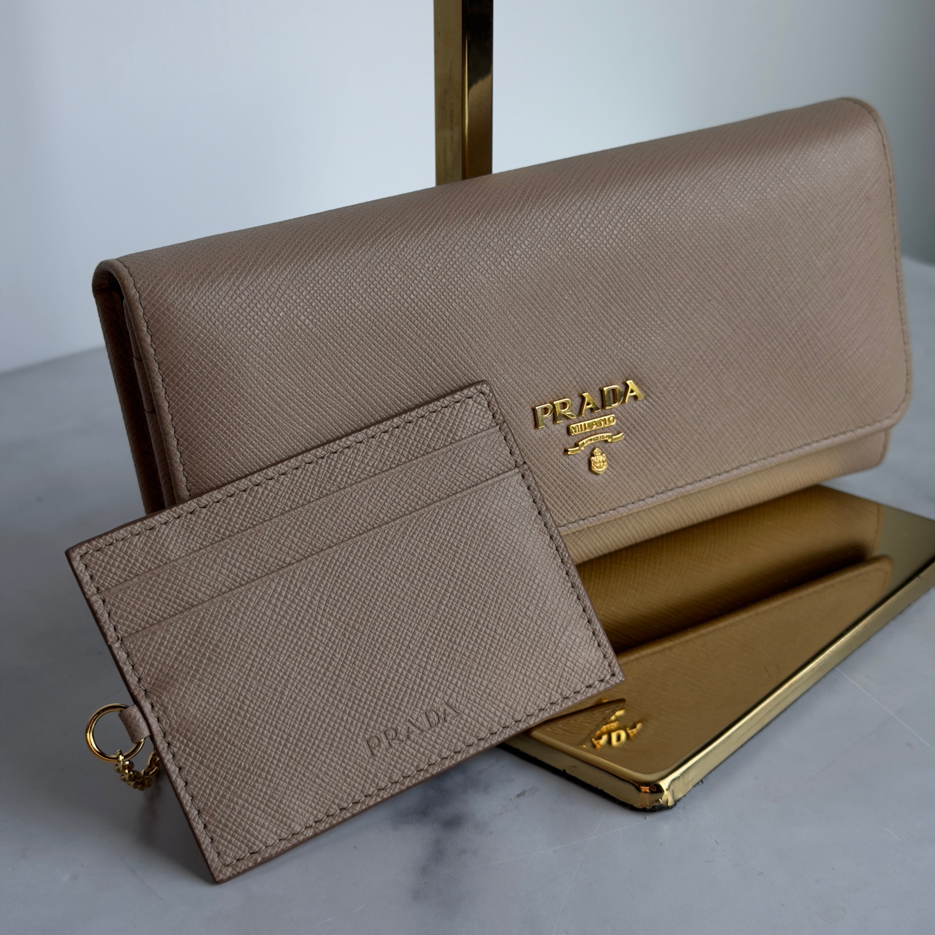 Prada Saffiano Continental Wallet Beige