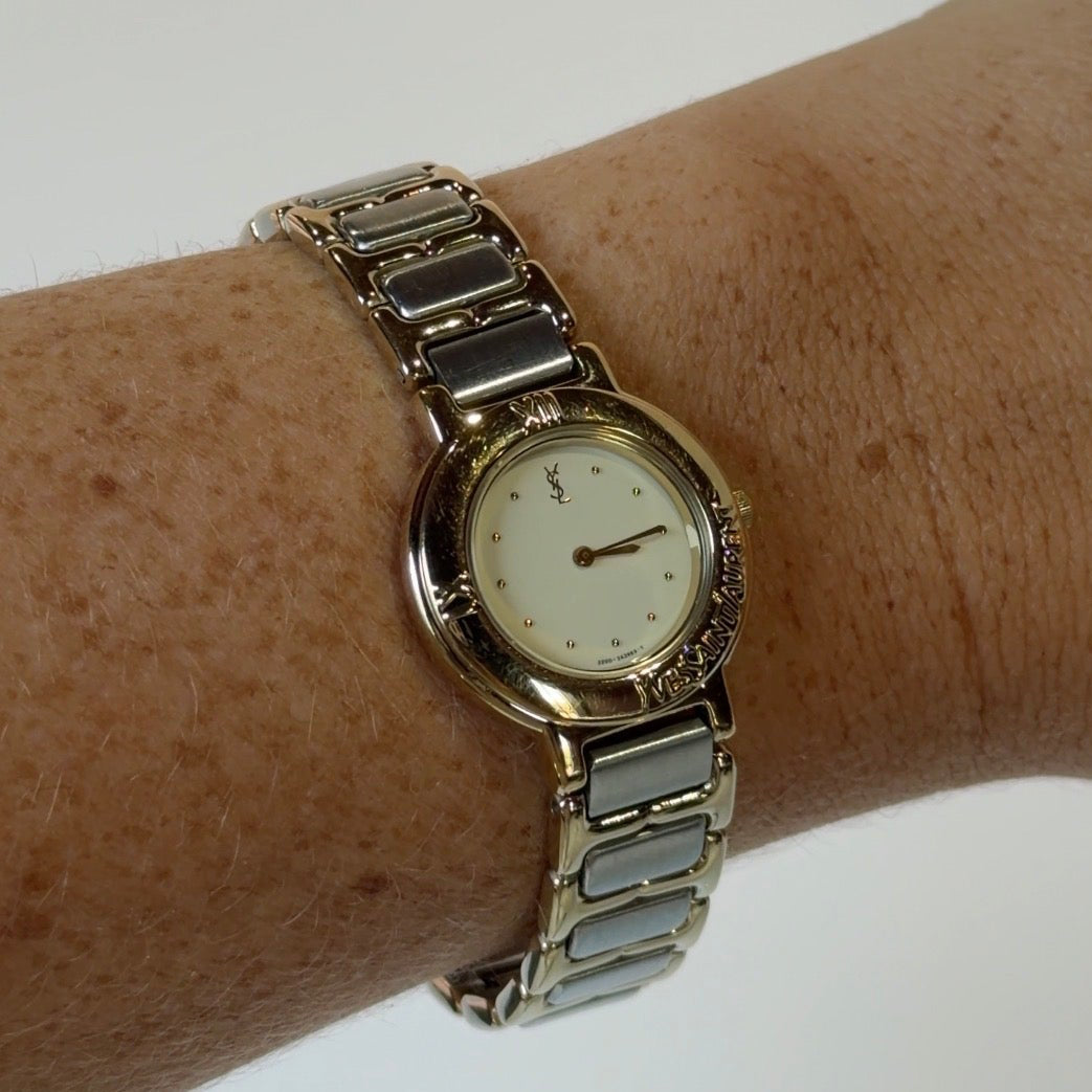 YSL Two Tone Cream Dial Ladies Watch