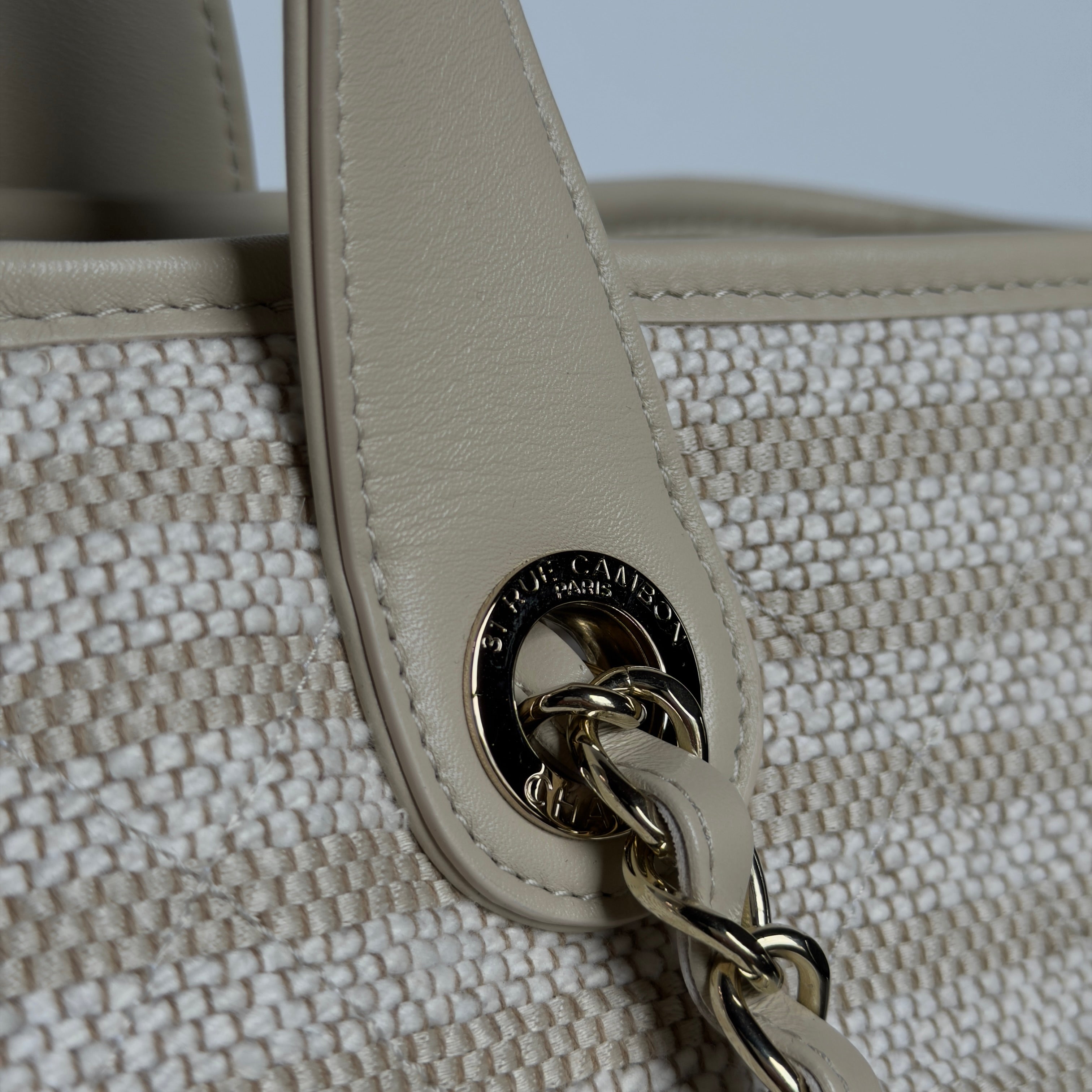 Chanel 2026 Large Striped Shopping Tote Canvas