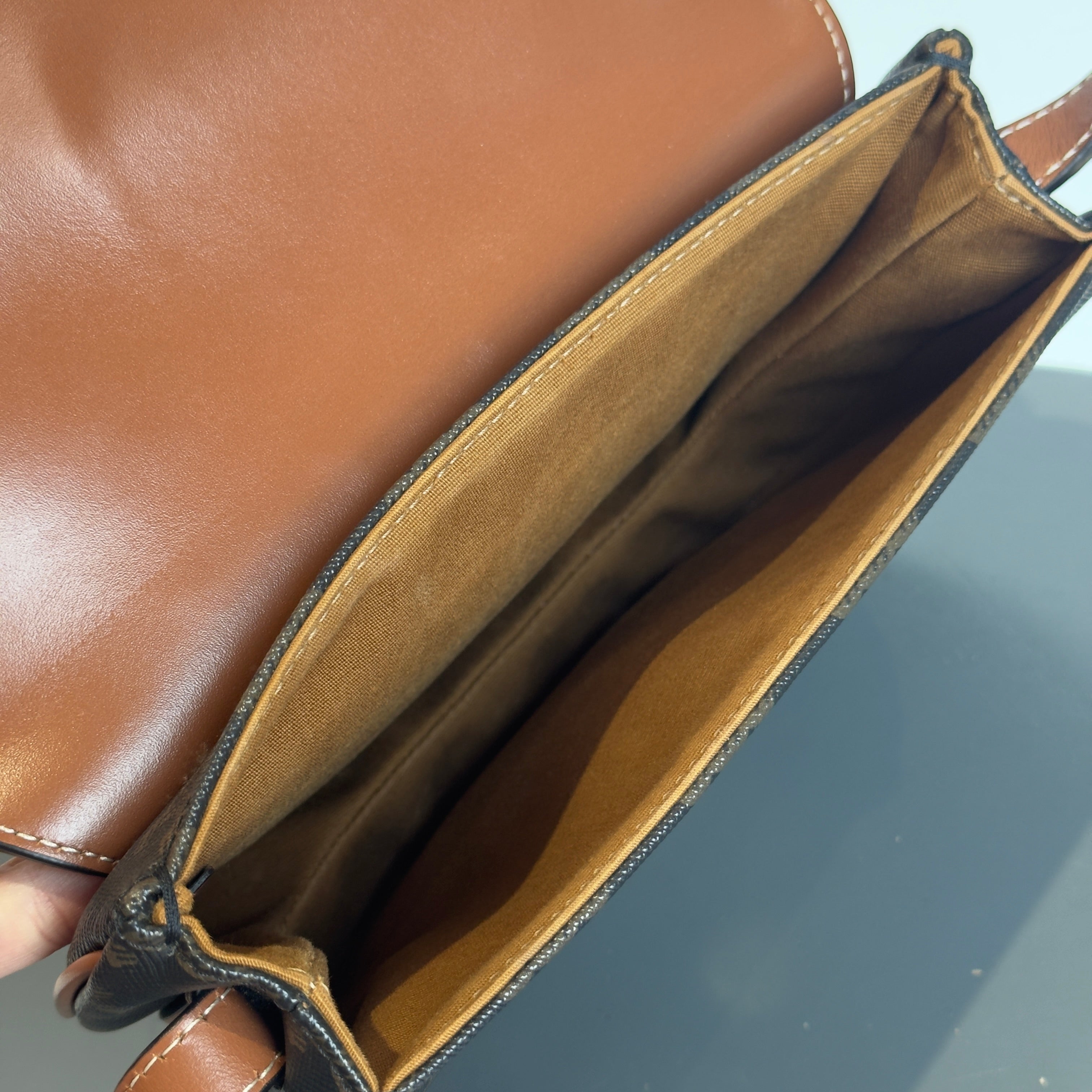 Celine Calfskin Triomphe Besace Tan