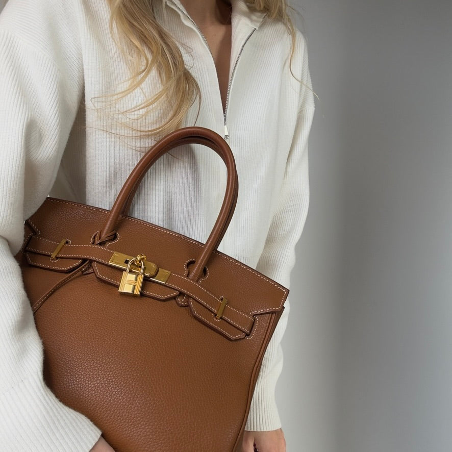 Hermes Birkin 30 Square P 2012 Togo Gold / Gold - Queen May