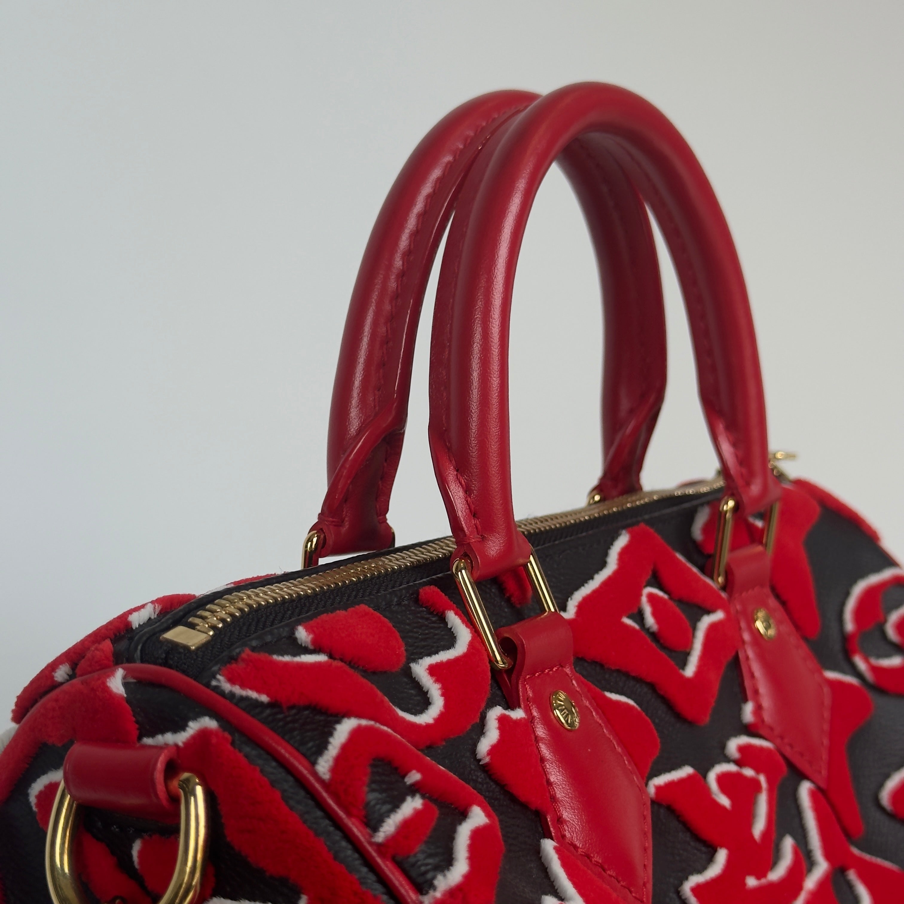 Louis Vuitton x Urs Fischer Tufted Speedy Bandouliere 25 Red and Black - Queen May