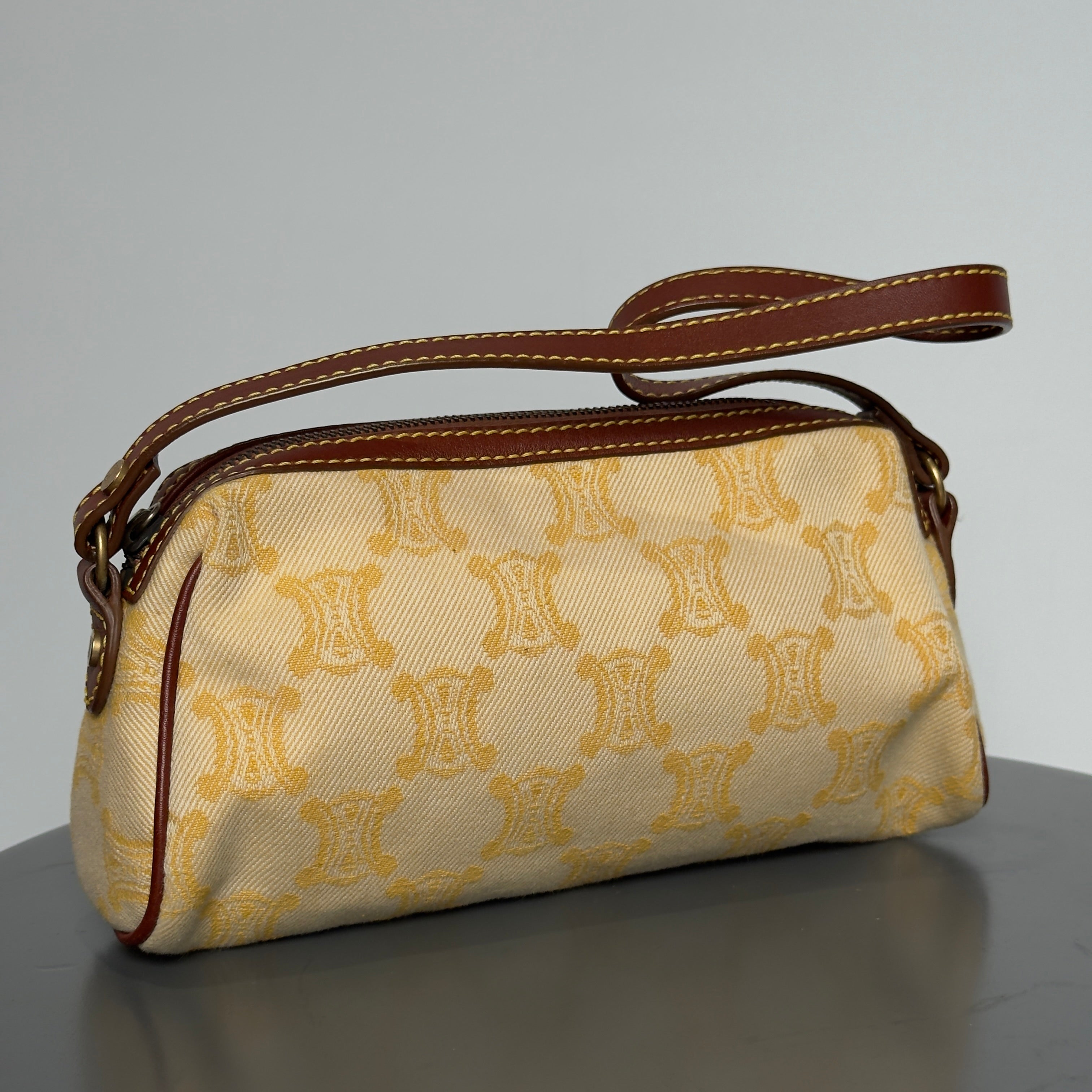 Celine Butter Yellow Sac Main Toile Shoulder Bag