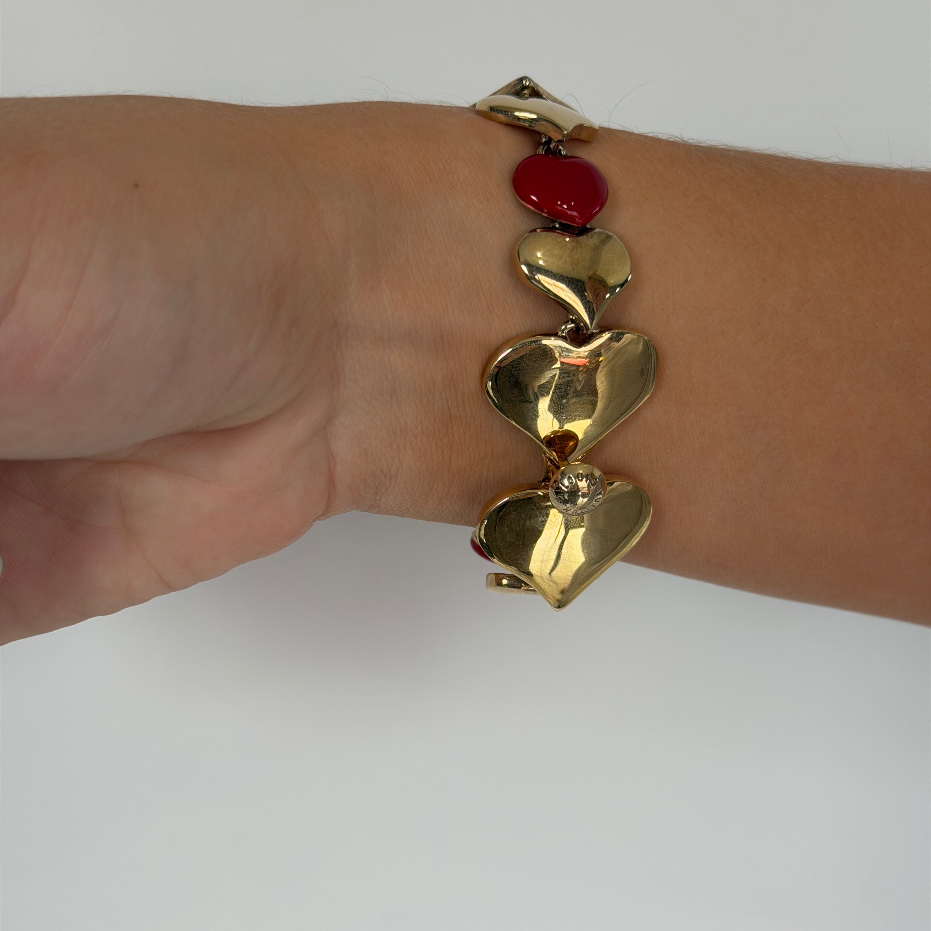Louis Vuitton Red Enamel Heart Bracelet - Queen May