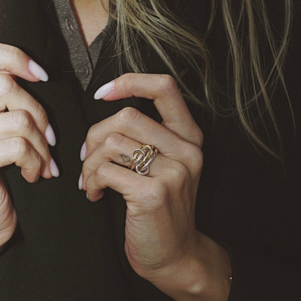 Spinelli Kilcollin Pisces SG 18K Gold & Sterling Silver Link Ring - Queen May