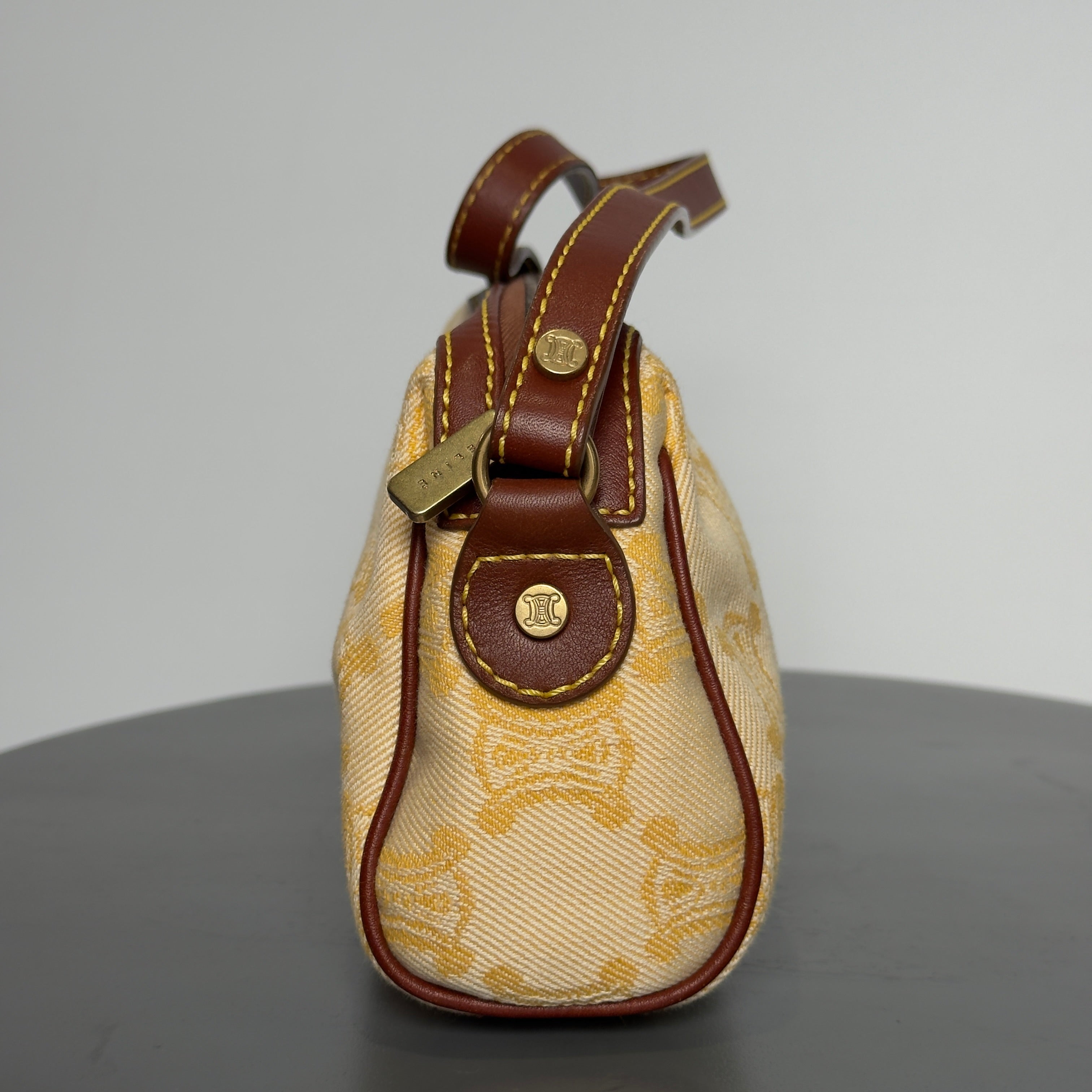 Celine Butter Yellow Sac Main Toile Shoulder Bag