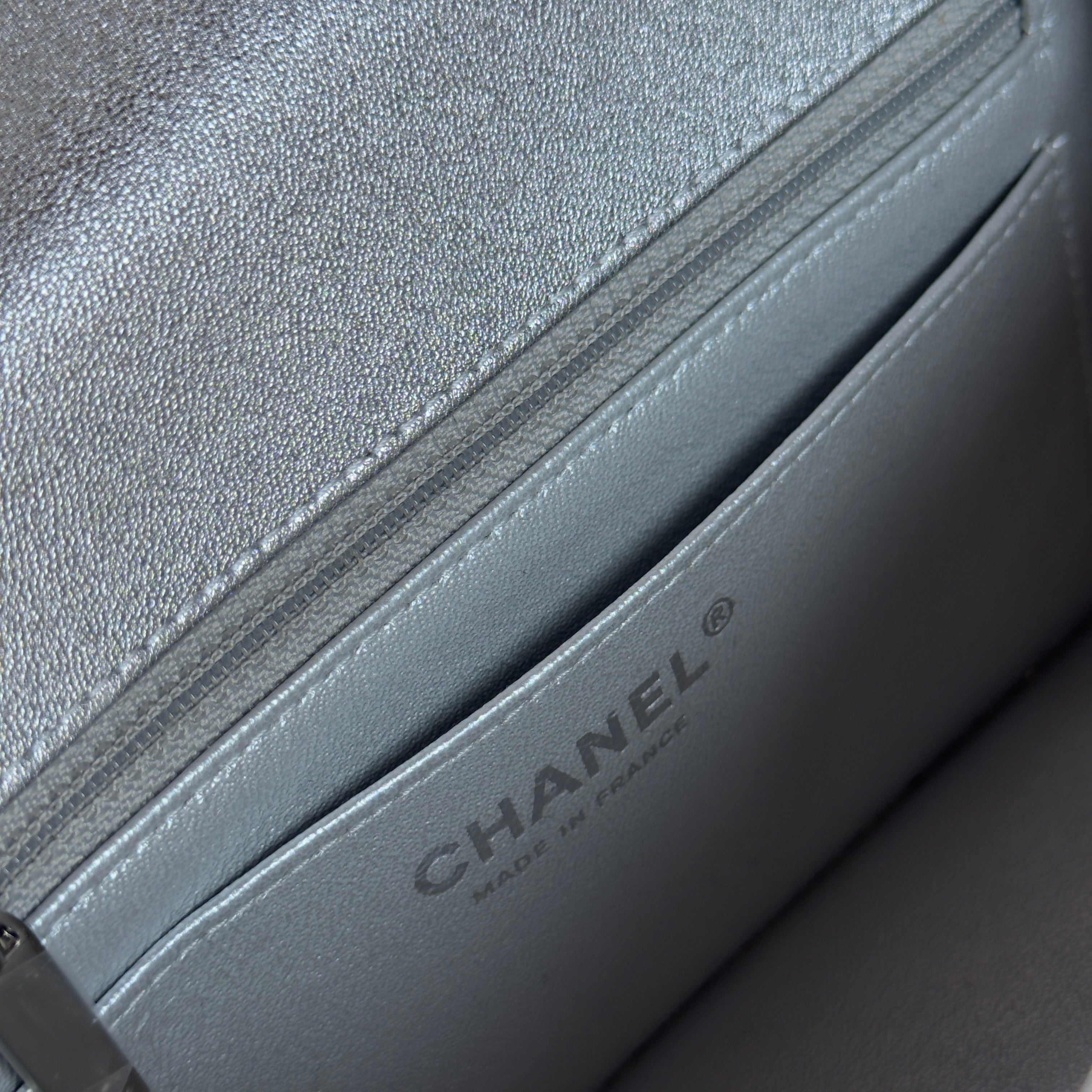 Chanel Metallic Rectangular Flap Silver - Queen May