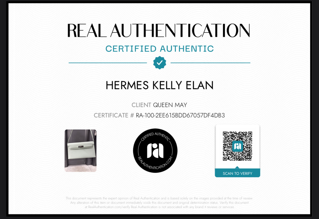 Hermes Kelly Elan Vert Peppermint - Queen May