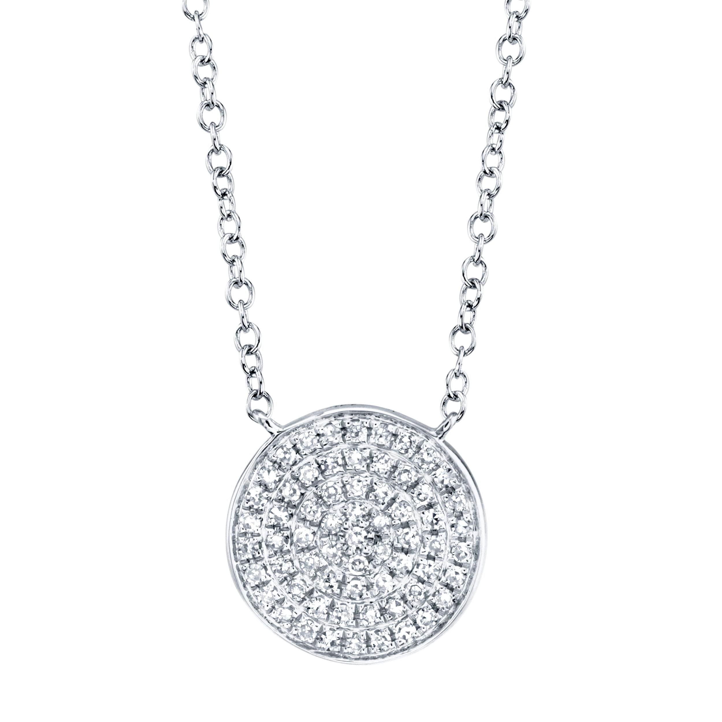 14K Gold Diamond Pave Circle Pendant Necklace - Queen May