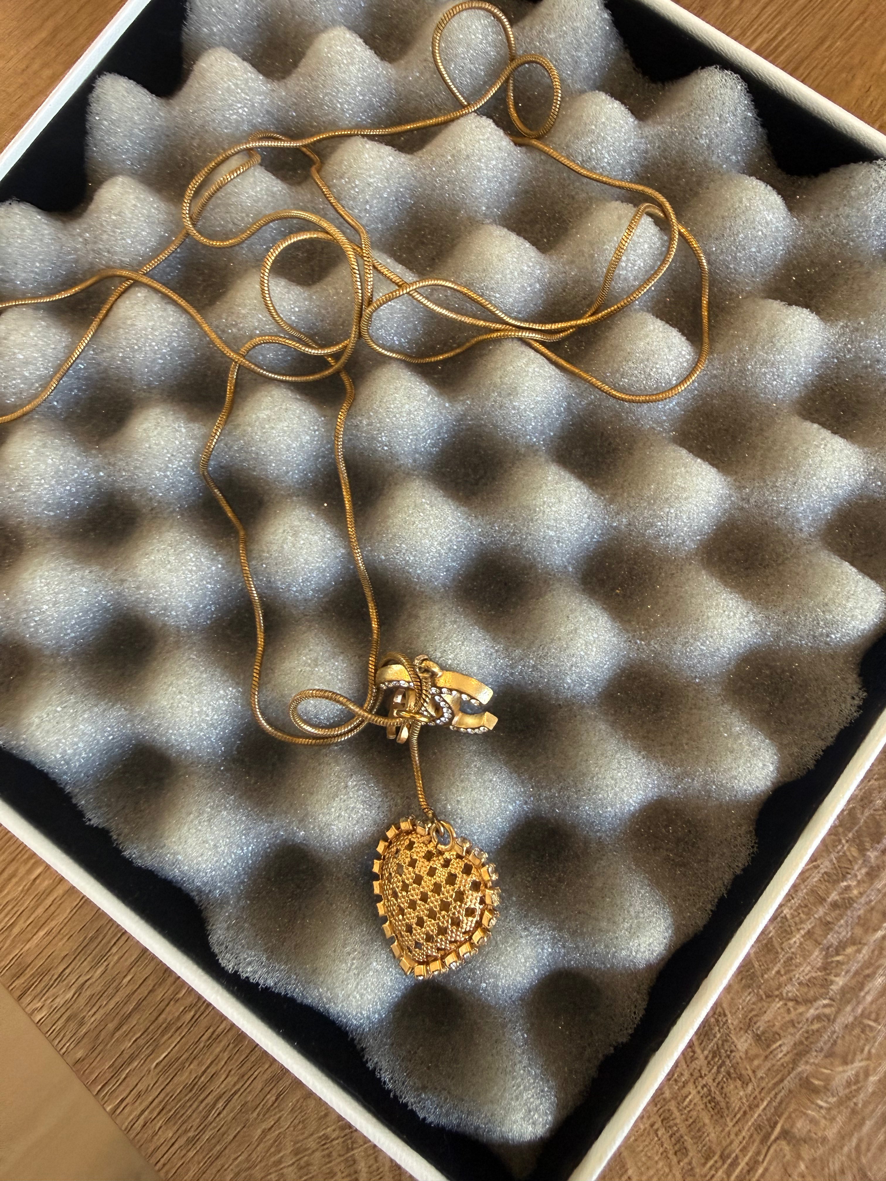 Chanel Heart Rhinestone Lariat Necklace 2001 - Queen May
