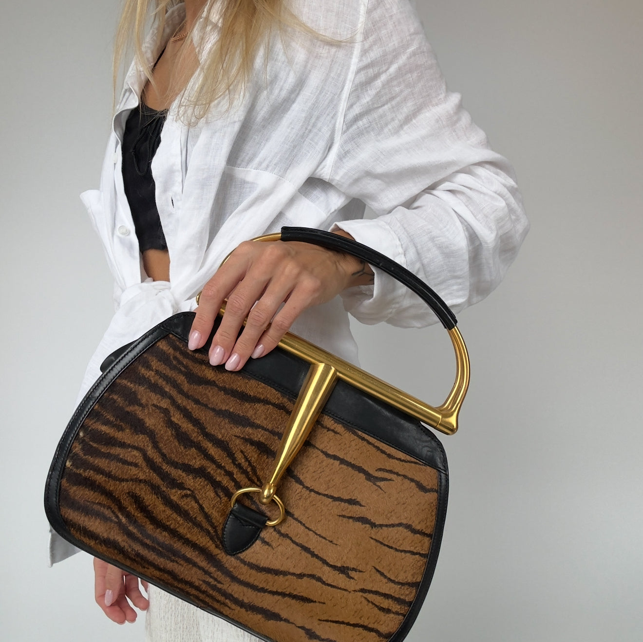 Ultra Rare Vintage Gucci Snafflebit Bag With Ponyhair Detail - Queen May