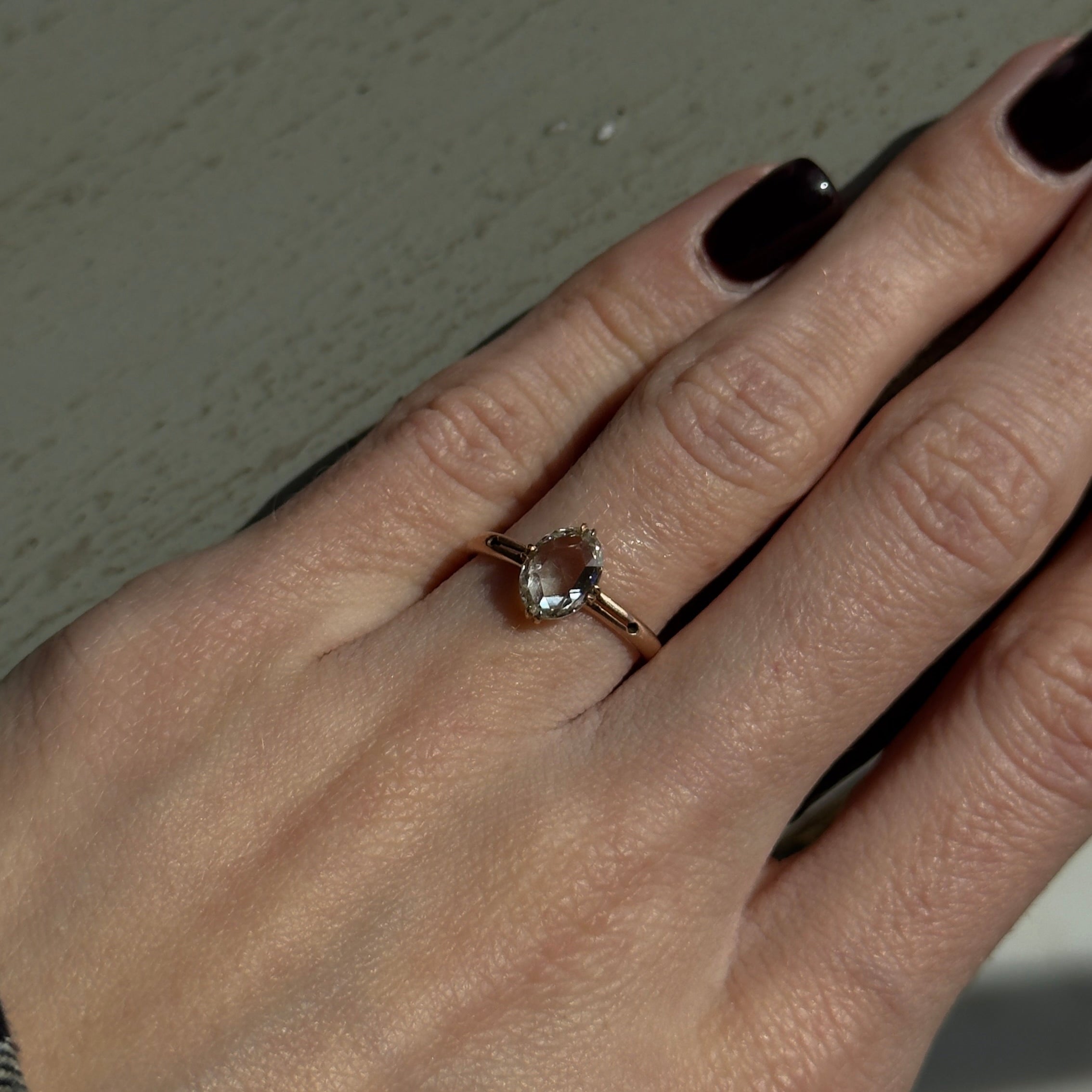 Victorian 14K Rose Gold 1.02 Carat Rose Cut Engagement Ring - Queen May