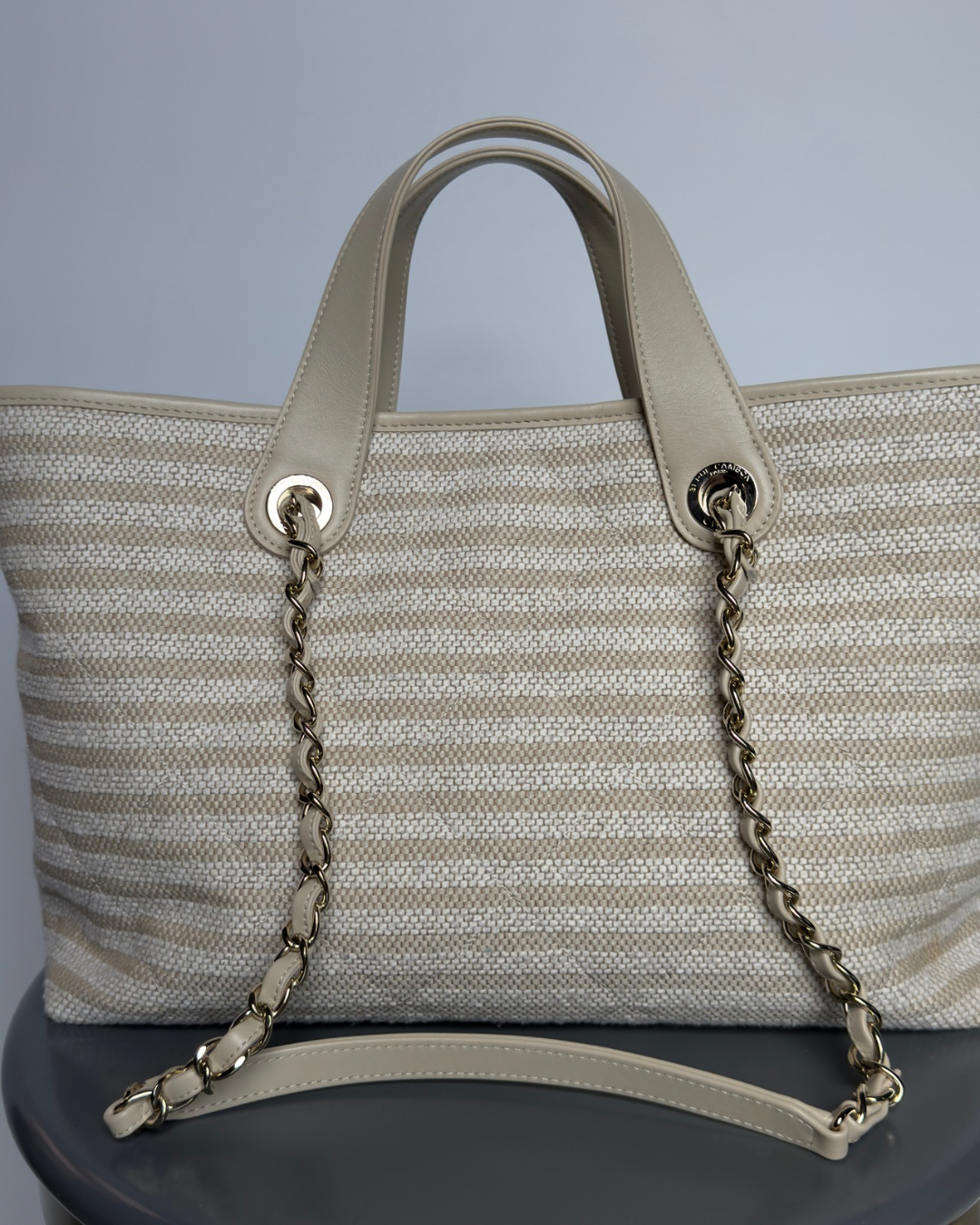 Chanel 2026 Large Striped Shopping Tote Canvas