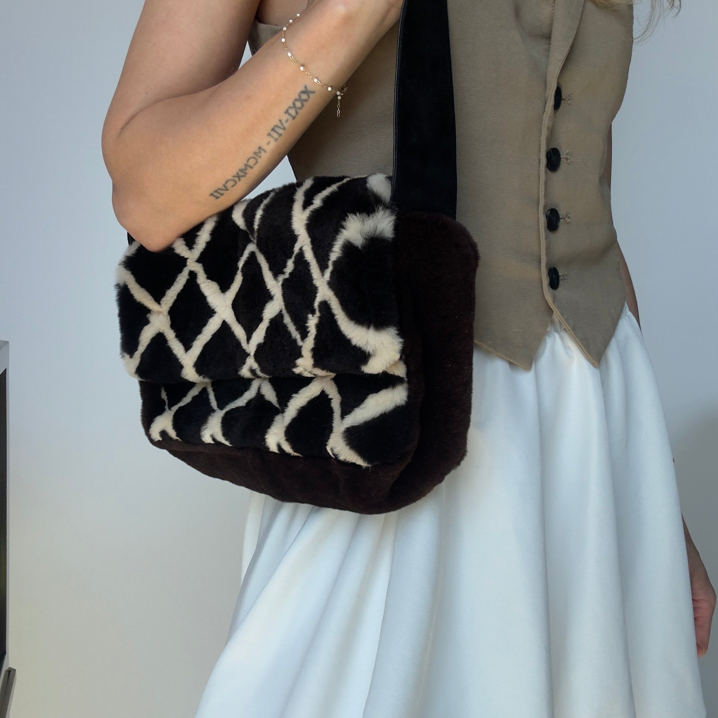Chanel Mouton Shearling and Suede Bag 1996-1997 - Queen May