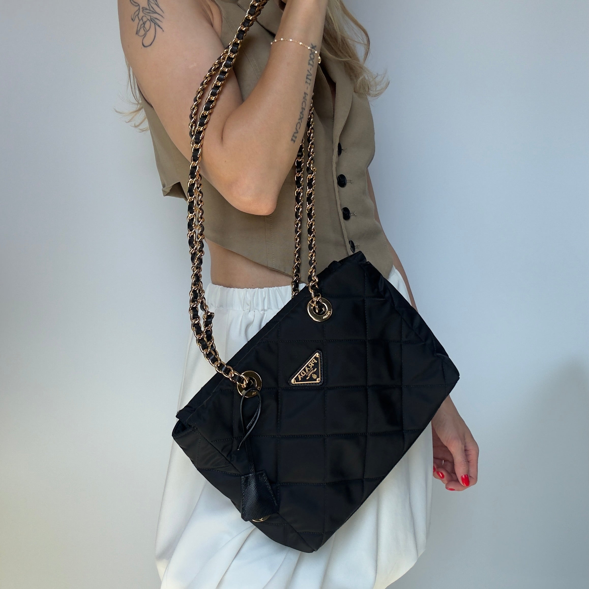Prada ReEdition 1995 Chain Re-Nylon Tote Bag - Queen May