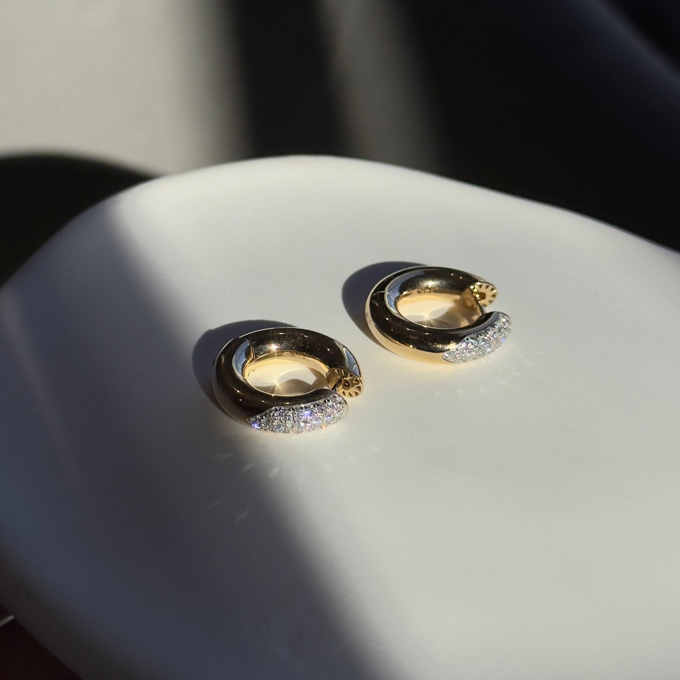 14K Yellow Gold 0.40 Carat Diamond Donut Hoop Earrings - Queen May