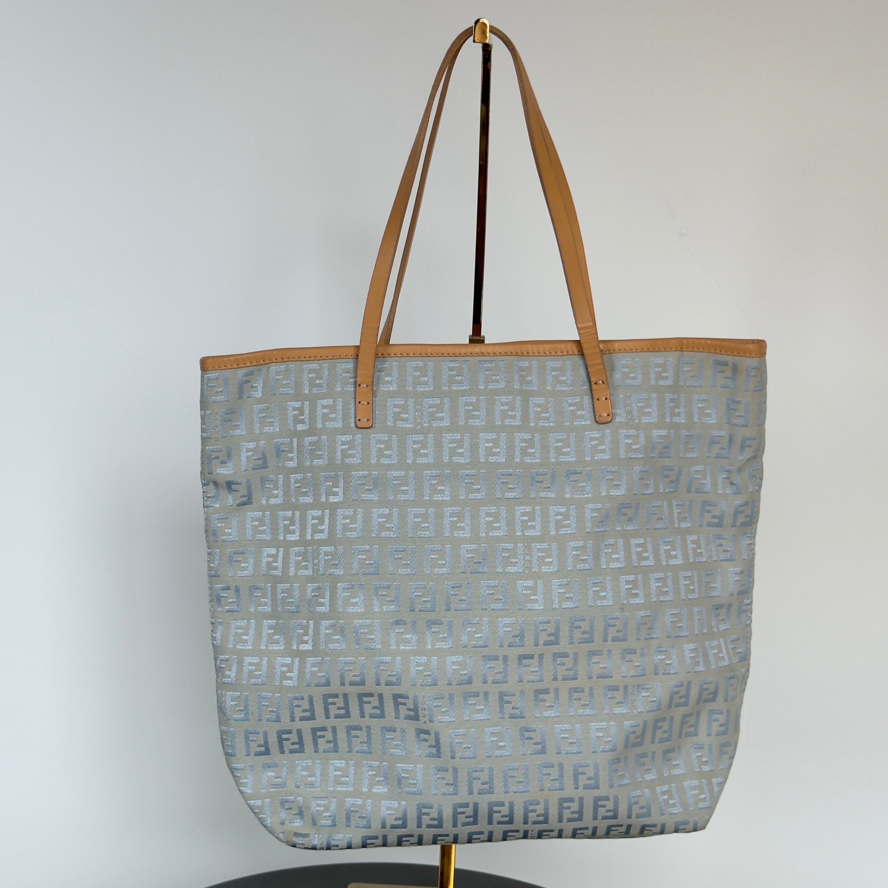 Fendi Zucchino Blue Canvas Tote Bag - Queen May