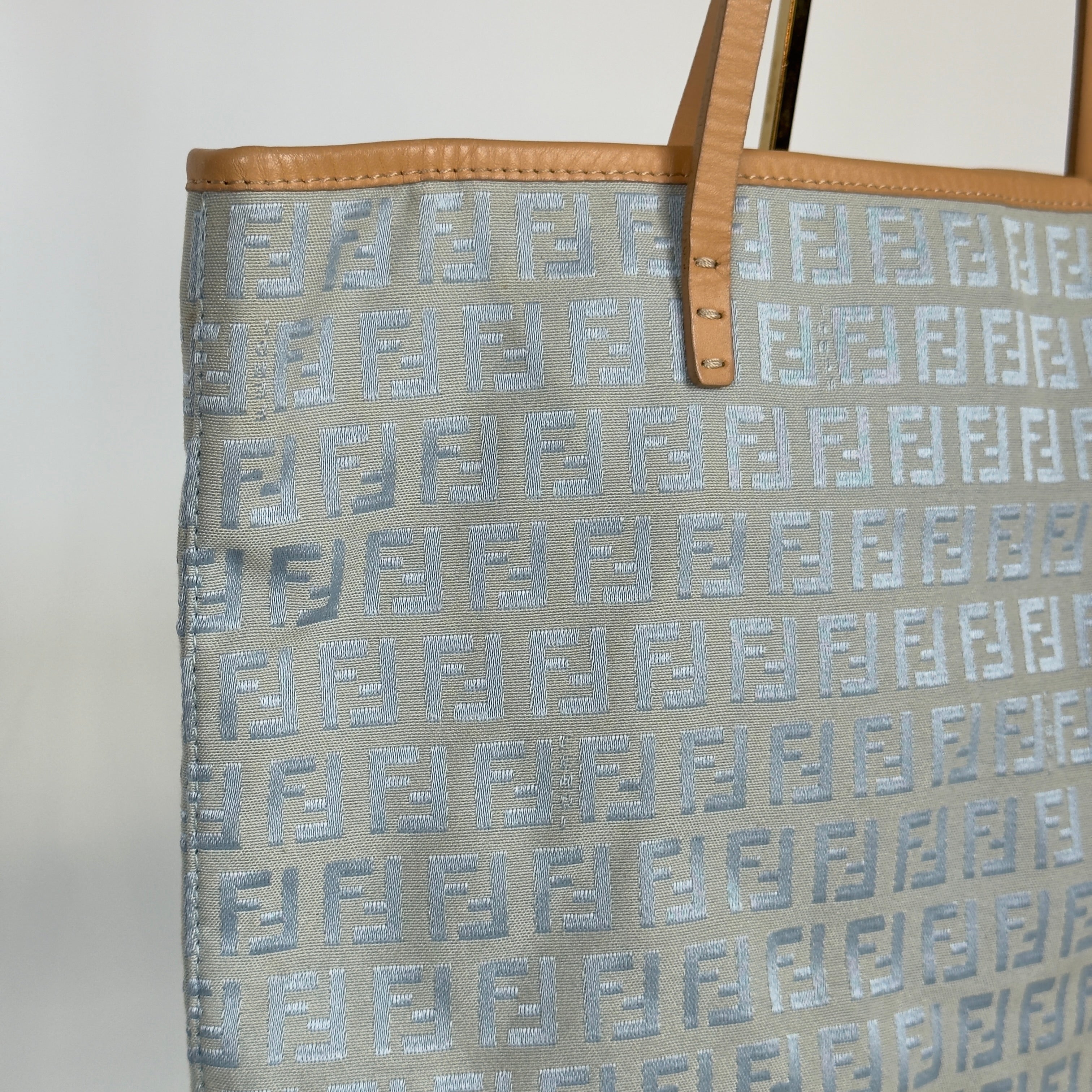 Fendi Zucchino Blue Canvas Tote Bag - Queen May