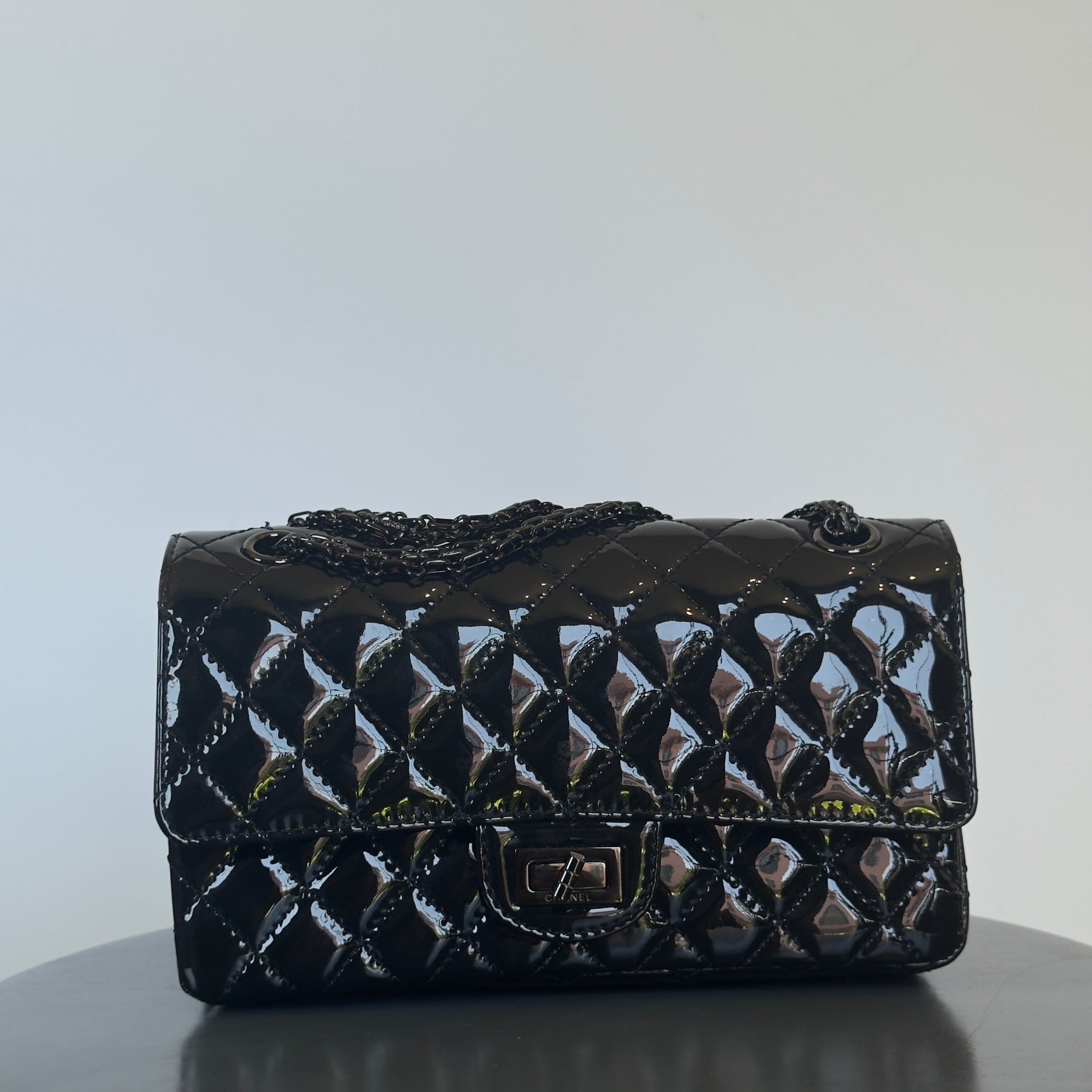Chanel Patent Calfskin Quilted 2.55 Reissue 225 Flap So Black - Queen May