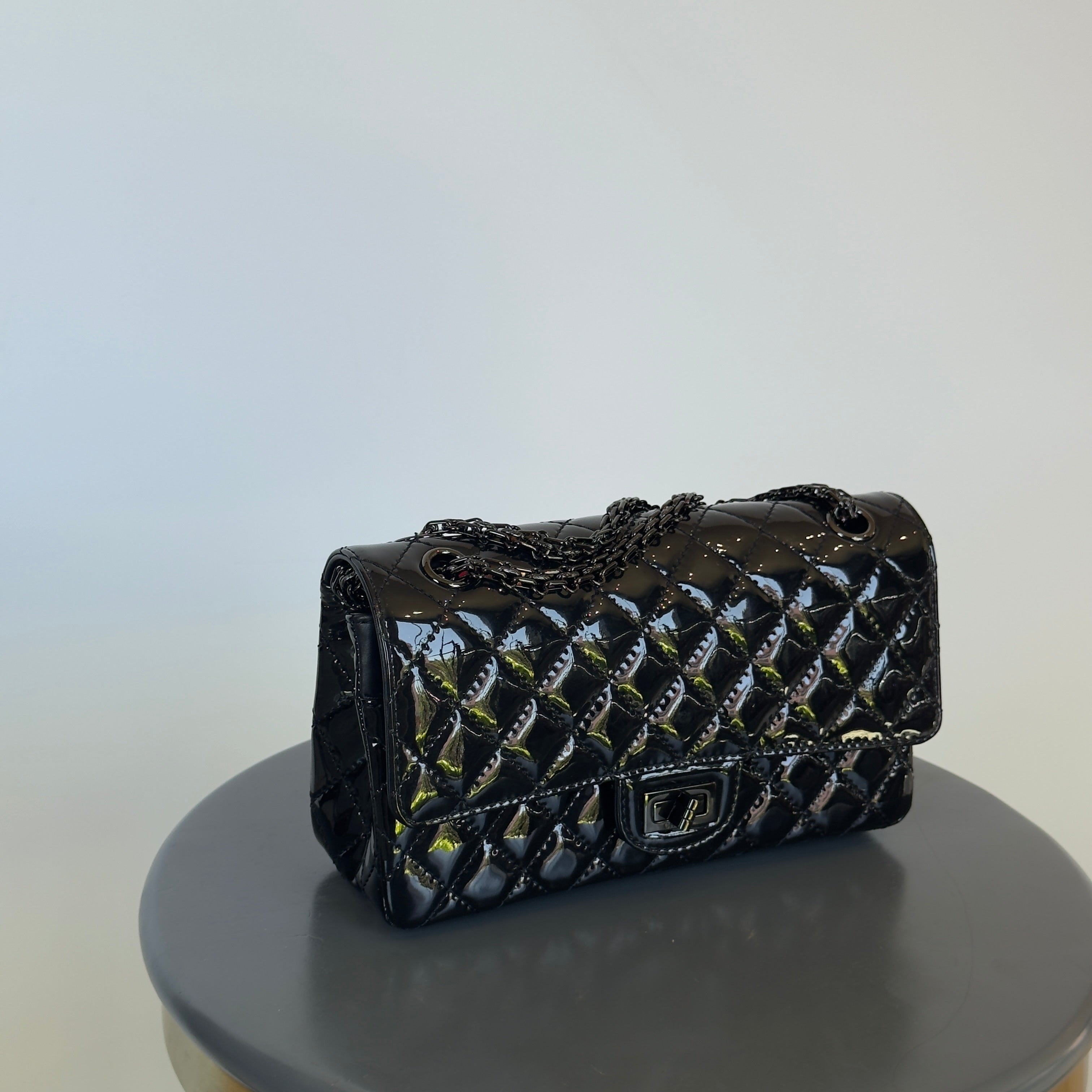 Chanel Patent Calfskin Quilted 2.55 Reissue 225 Flap So Black - Queen May