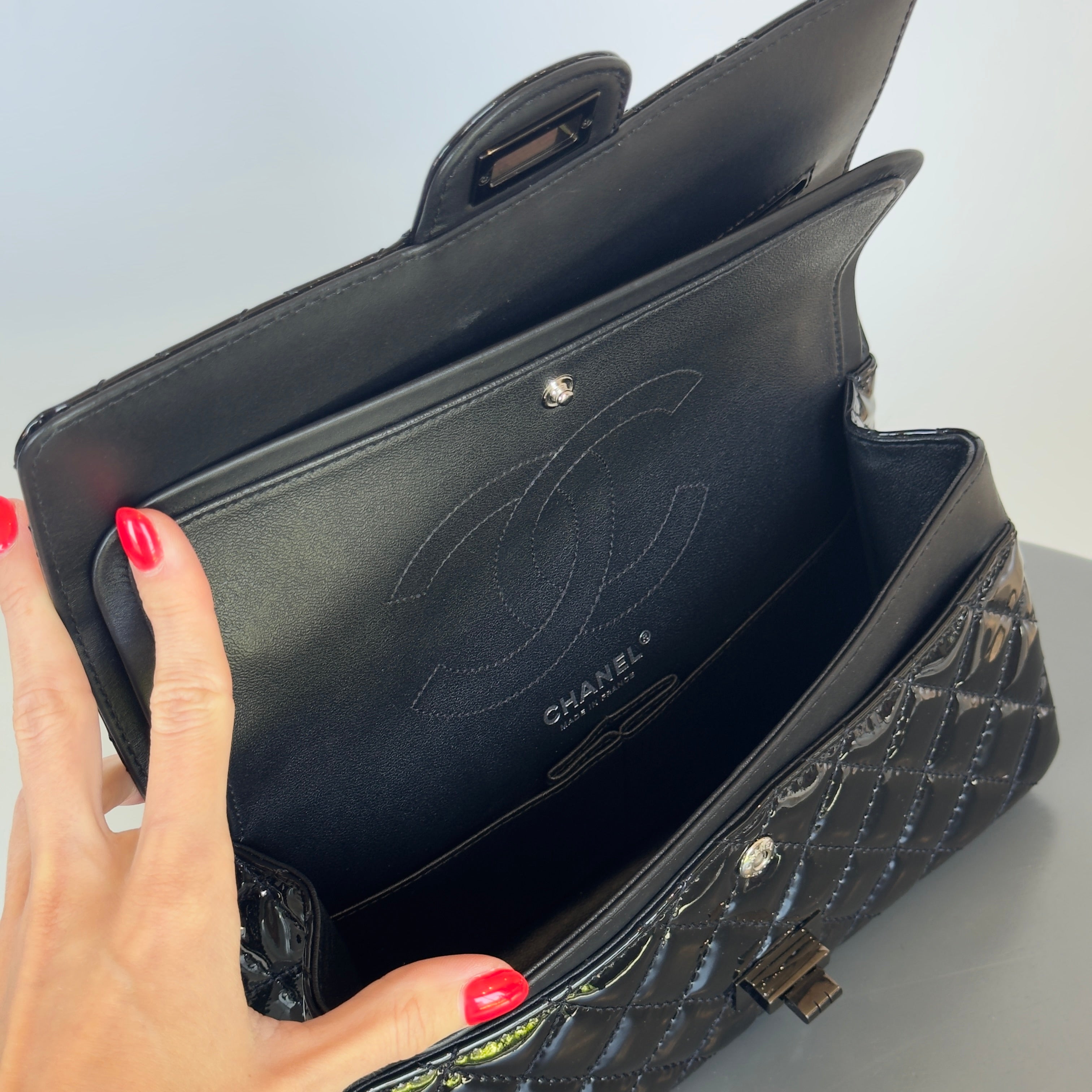 Chanel Patent Calfskin Quilted 2.55 Reissue 225 Flap So Black - Queen May