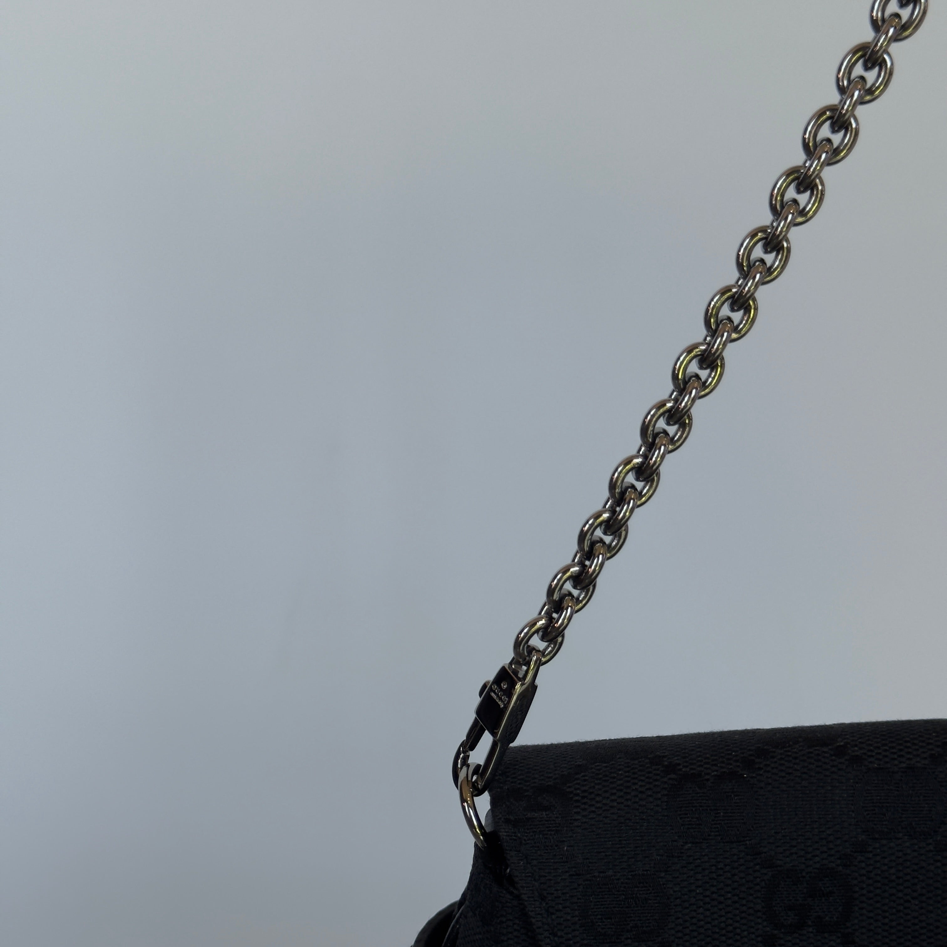 Rare Vintage Gucci Black GG Monogram Horsebit Shoulder Bag - Queen May