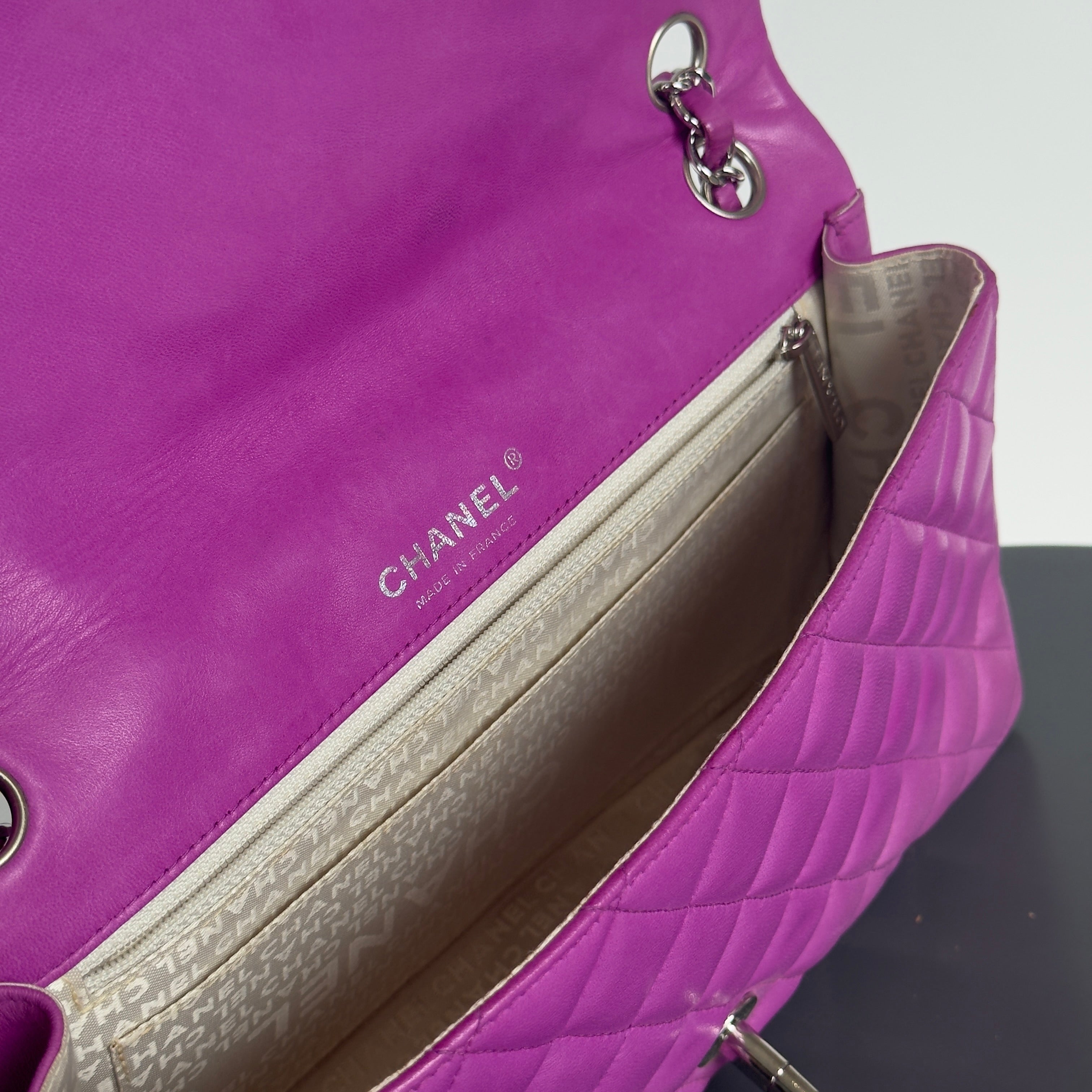 Rare Chanel Limited Edition Fuchsia Lambskin Leather Ladybug Charm Single Flap Bag - Queen May