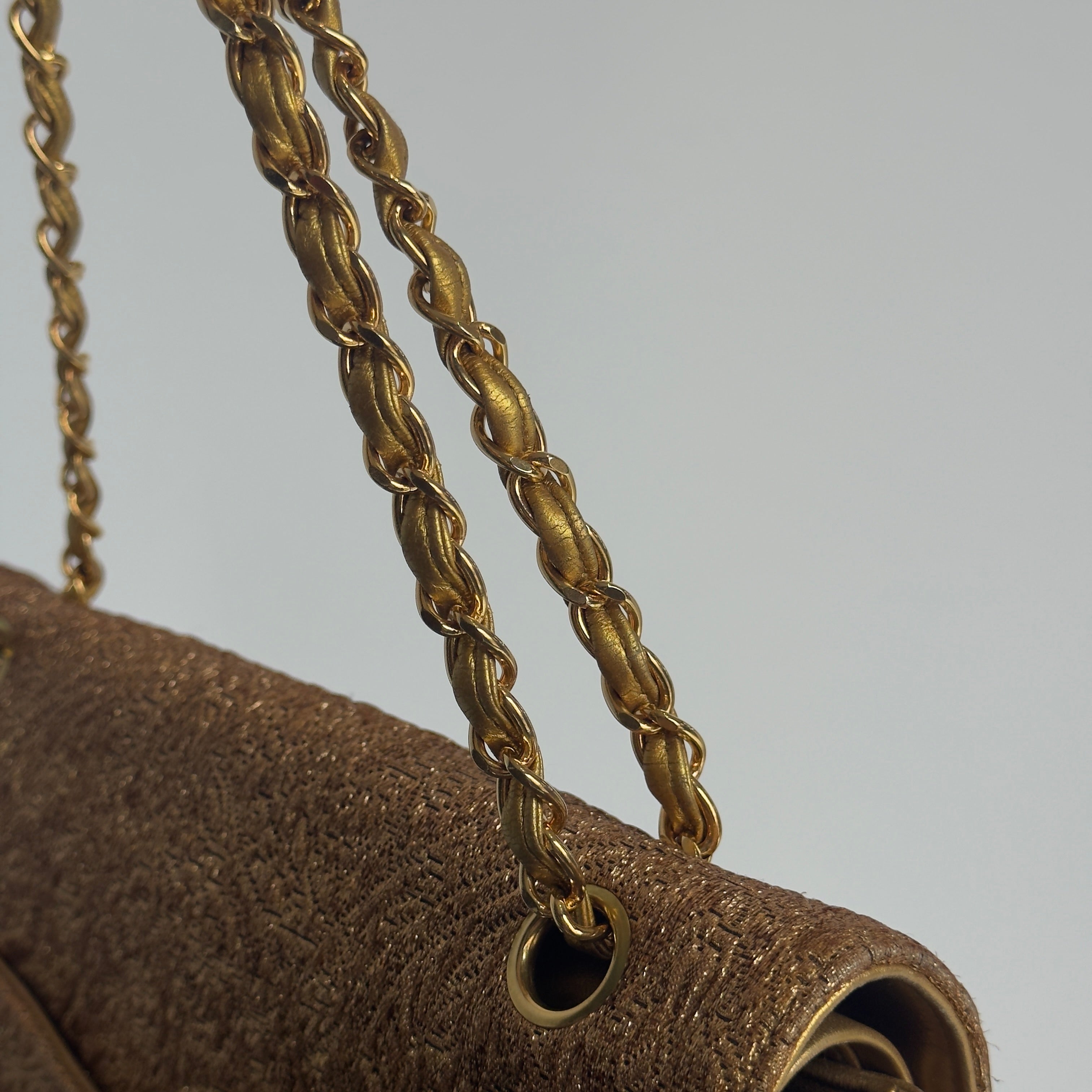 Rare Vintage Chanel Gold Brocade Medium Double Flap - Queen May