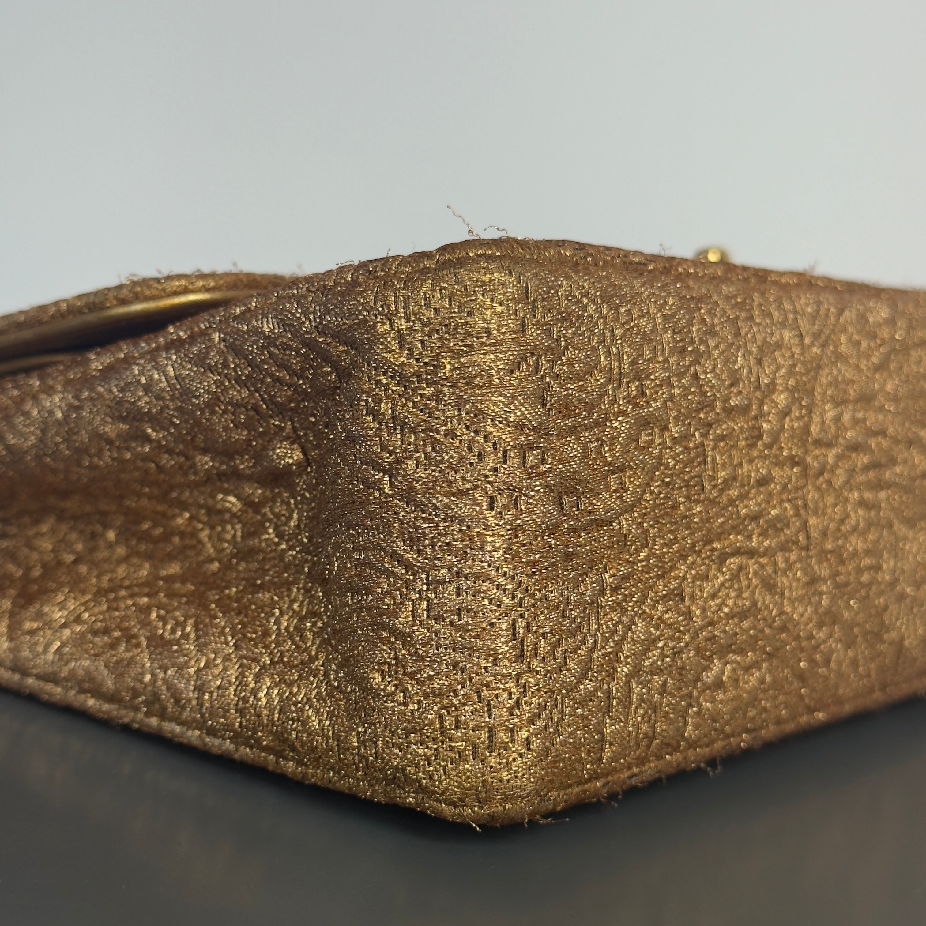 Rare Vintage Chanel Gold Brocade Medium Double Flap - Queen May