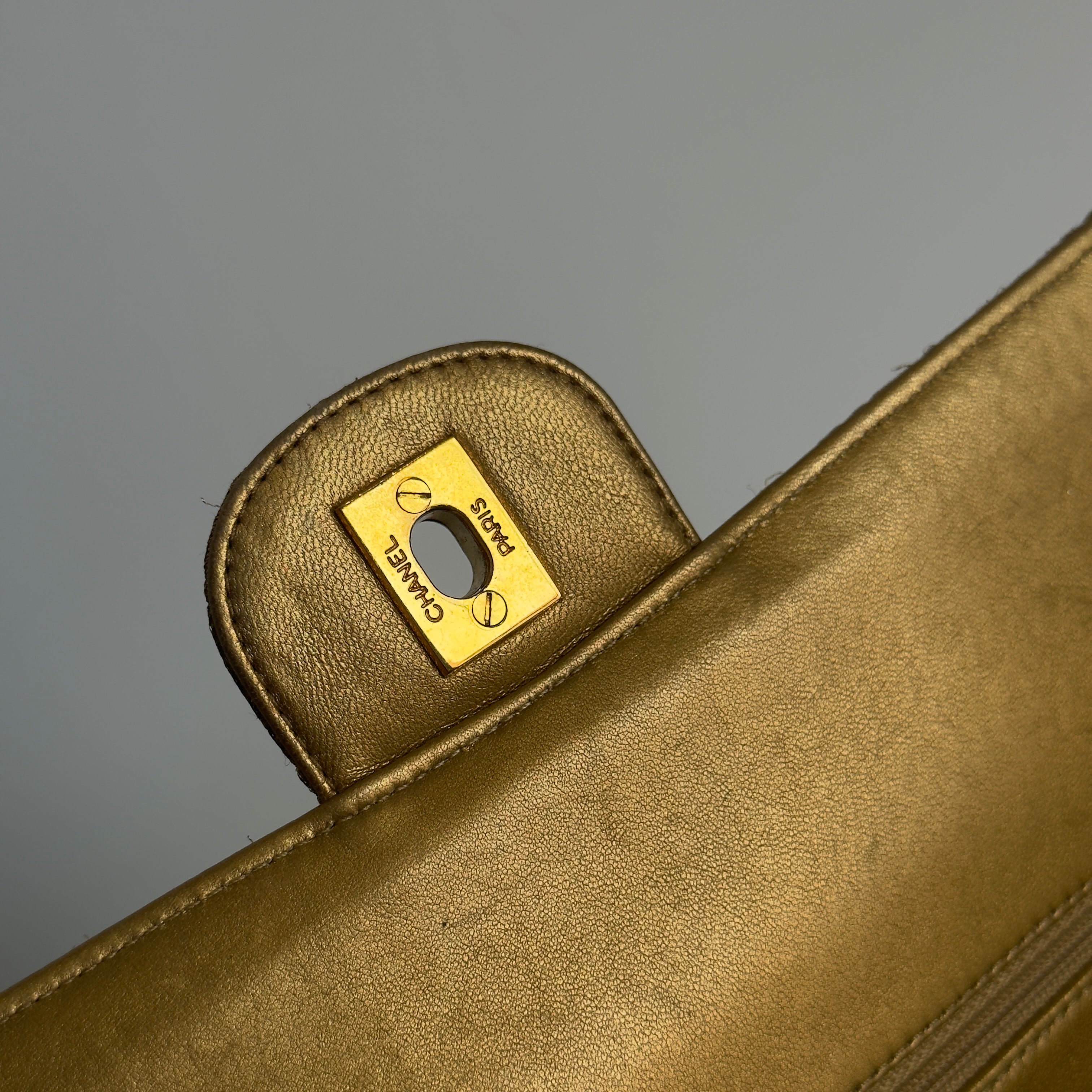 Rare Vintage Chanel Gold Brocade Medium Double Flap - Queen May