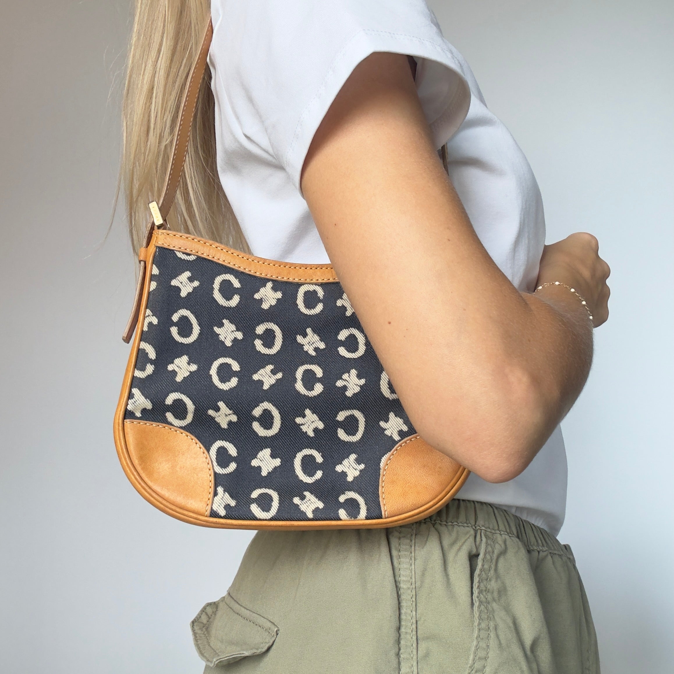 Vintage Celine Navy Logo Denim Mini - Queen May