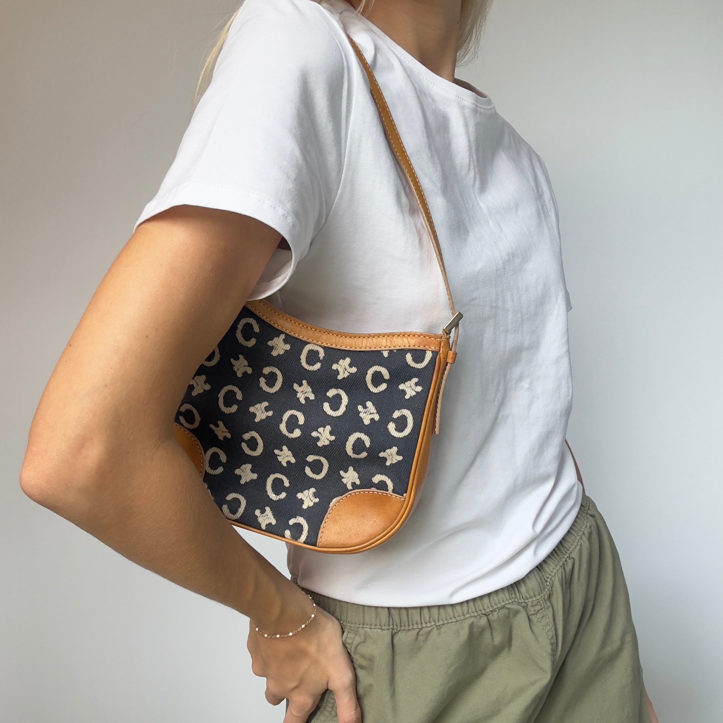 Vintage Celine Navy Logo Denim Mini - Queen May